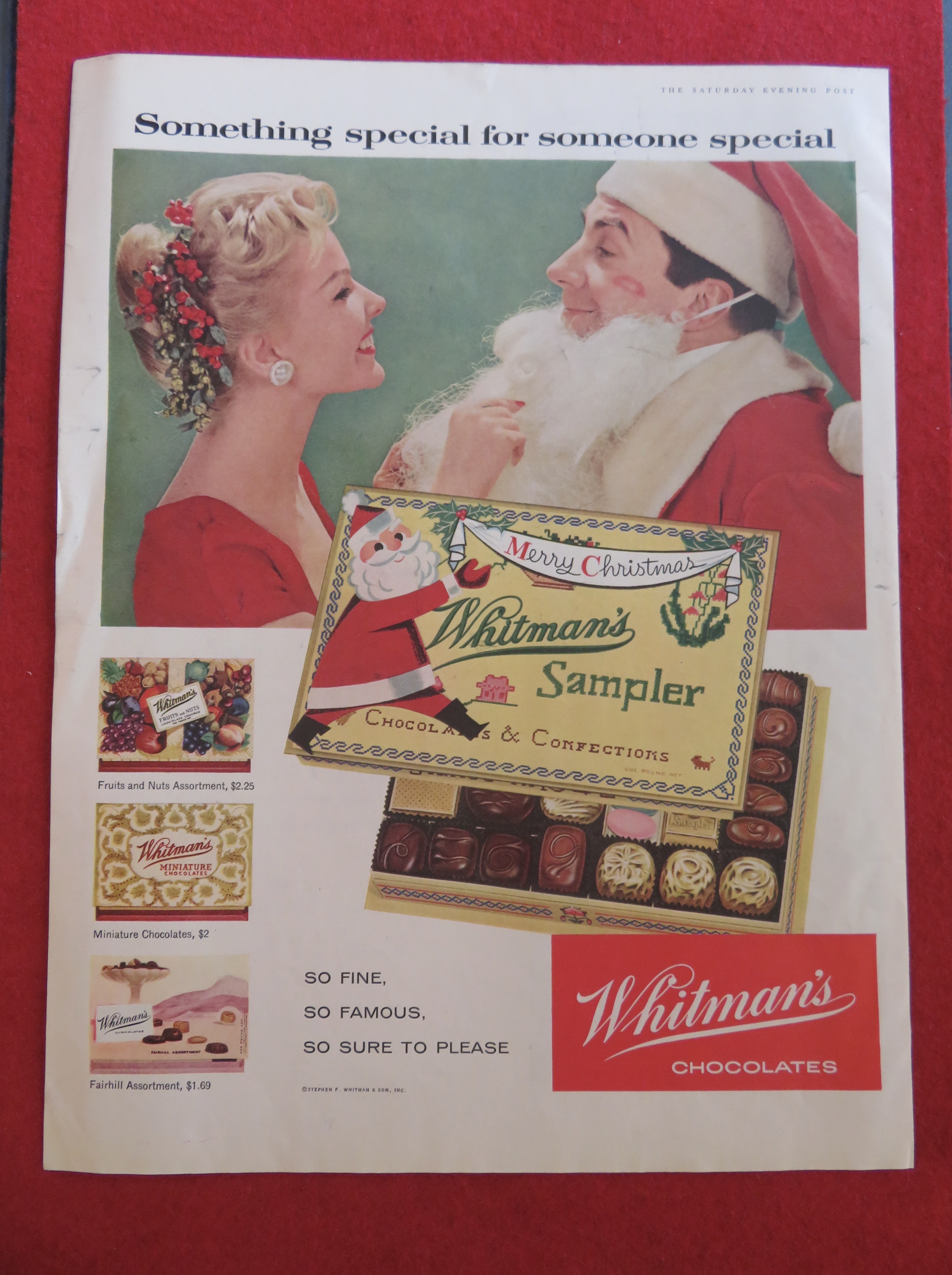 1957 Whitman's Sampler with Woman & Man as Santa
