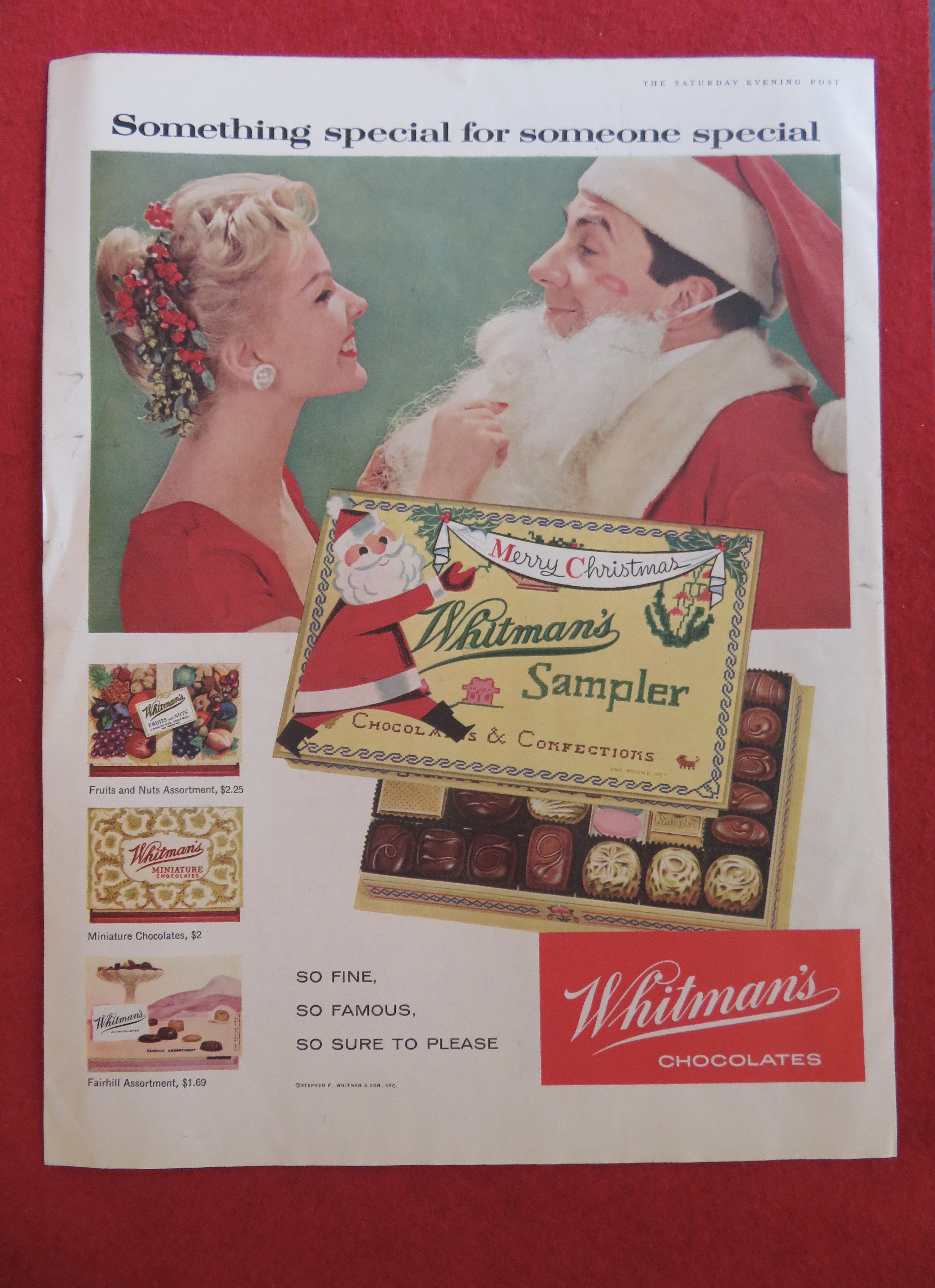 1957 Whitman's Sampler with Woman & Man as Santa