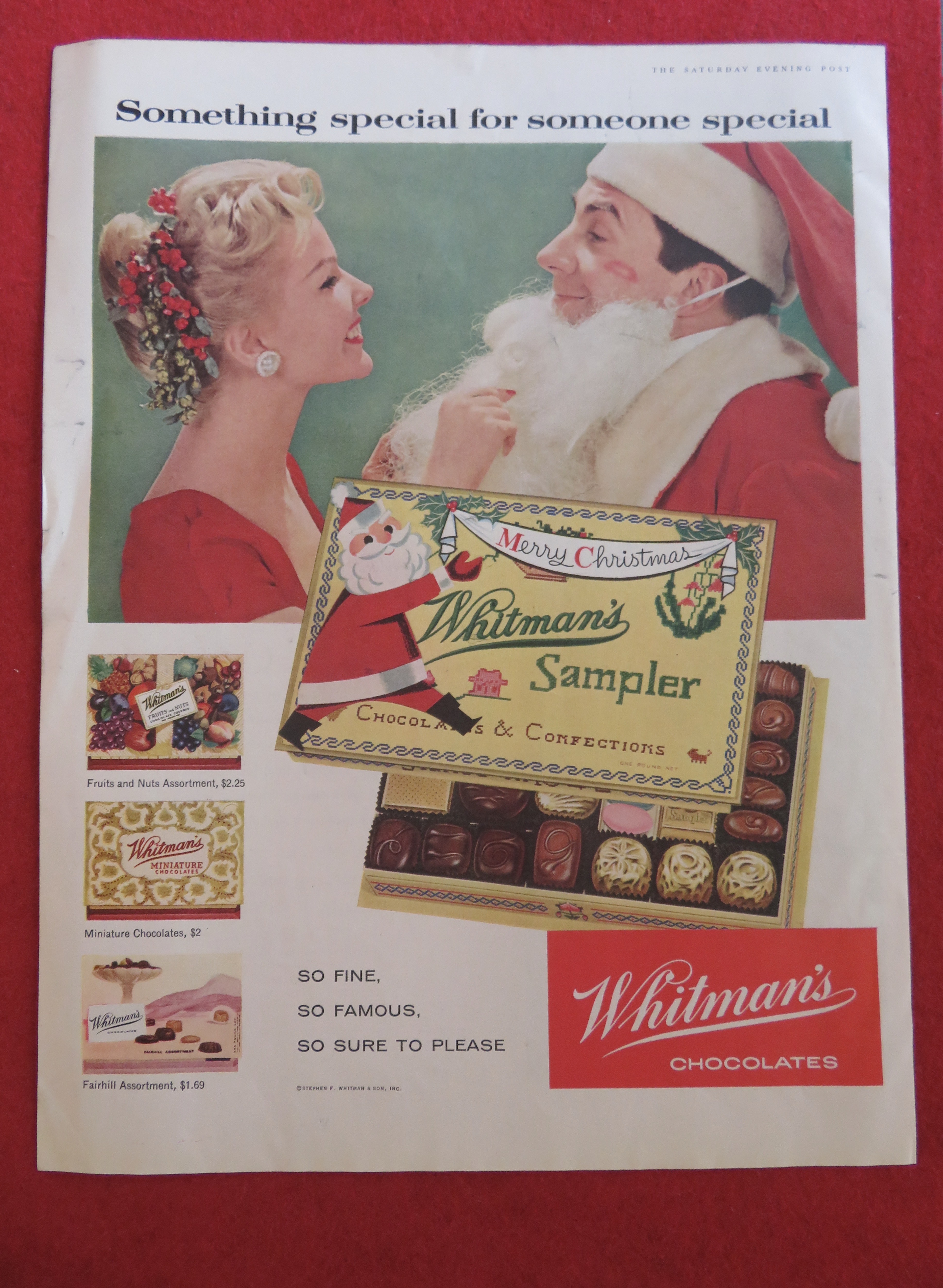 1957 Whitman's Sampler with Woman & Man as Santa