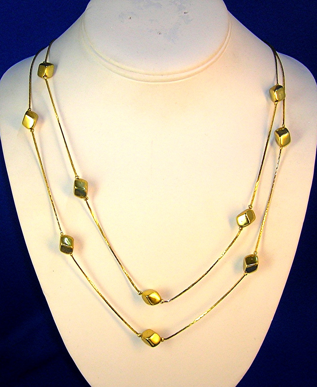 Double Chain  Goldtone Cube Necklace Korea