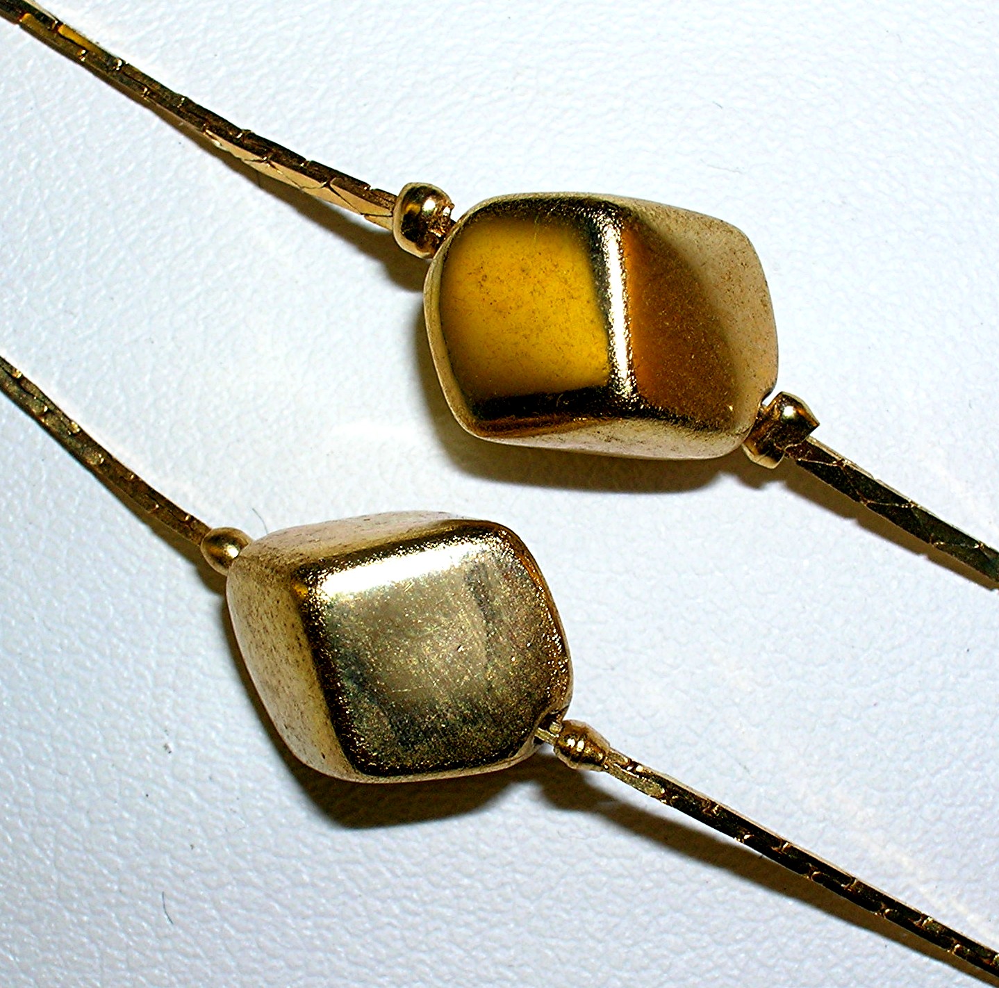 Double Chain  Goldtone Cube Necklace Korea