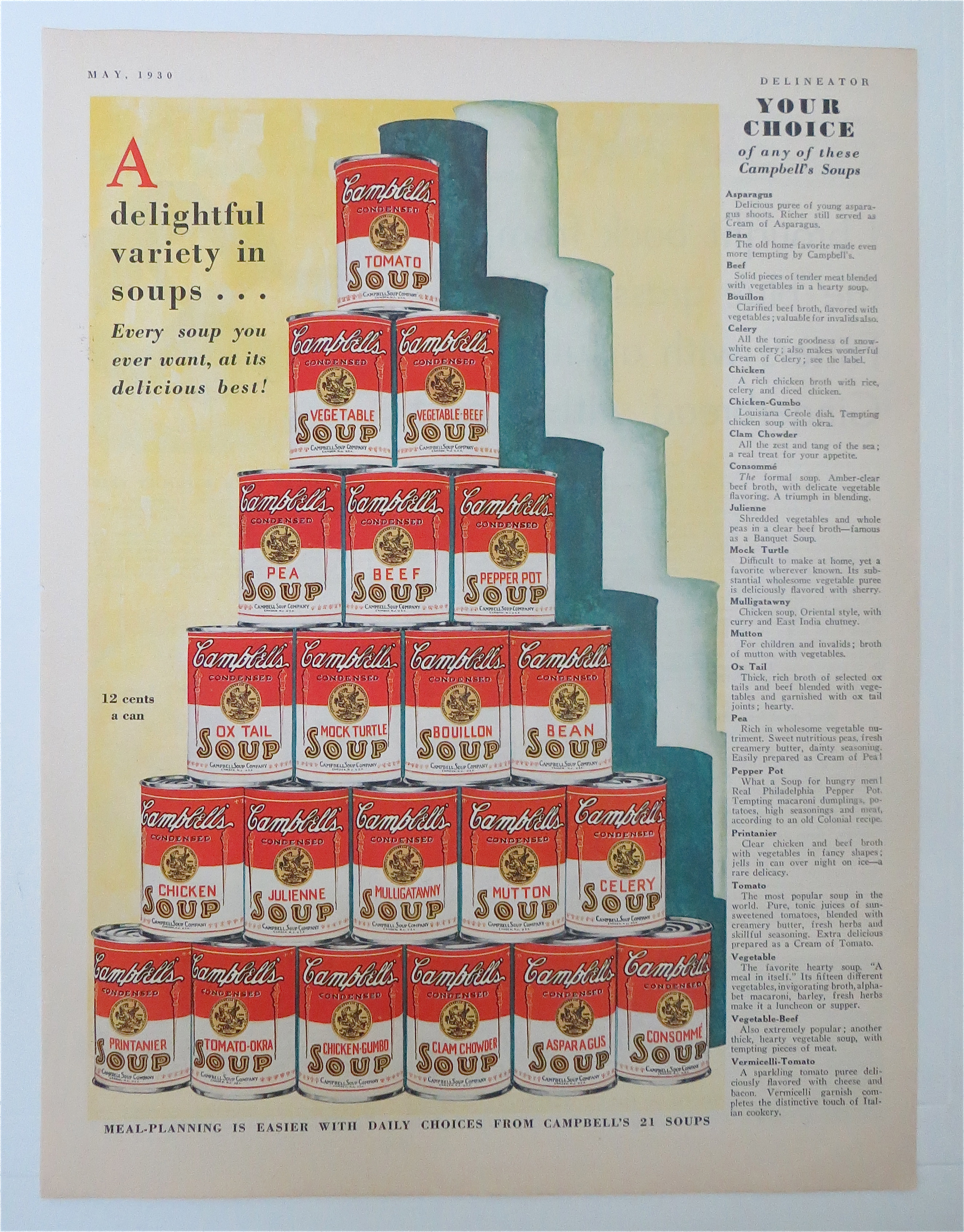 1930 Campbell's Soup with Variety of Campbell's Soups