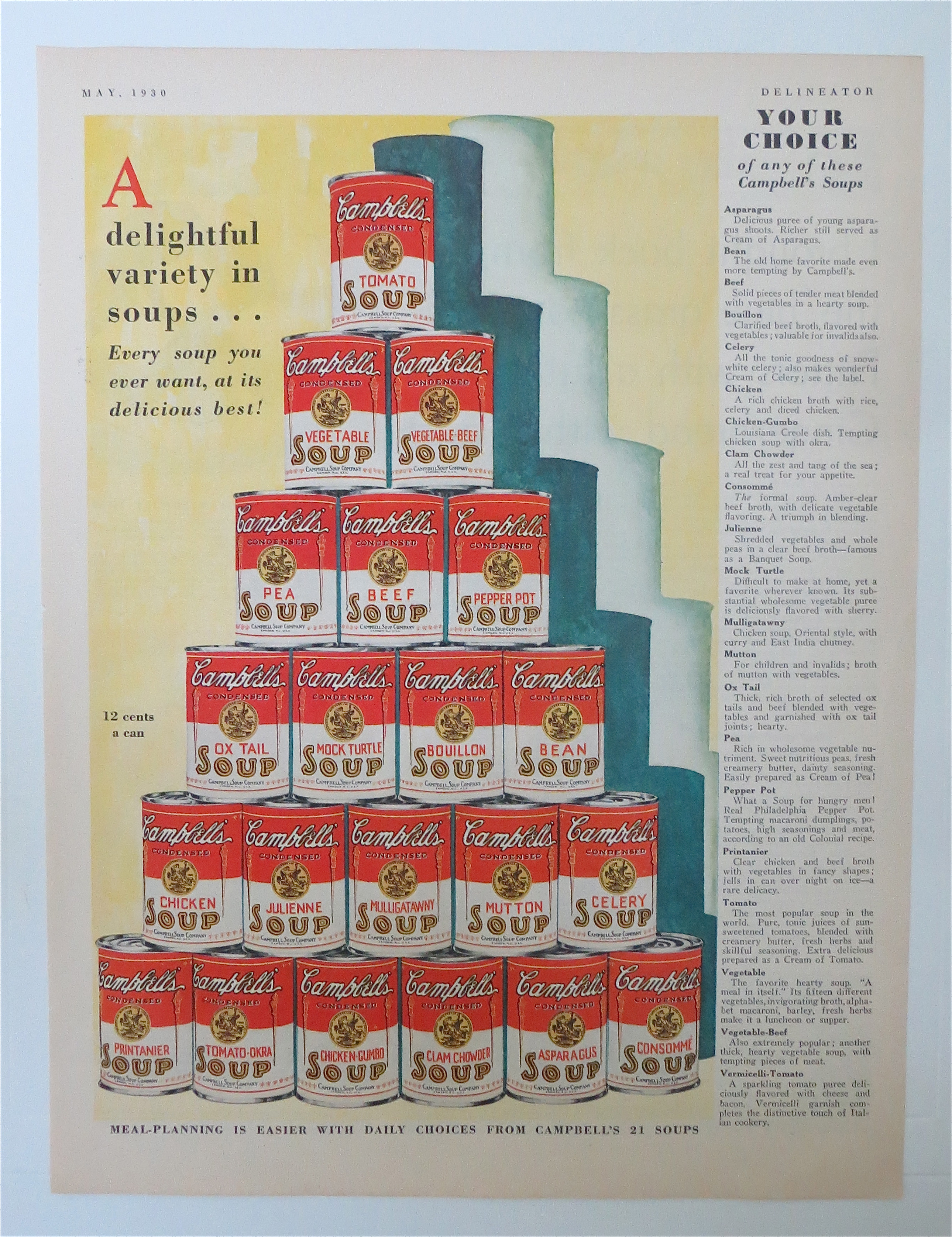 1930 Campbell's Soup with Variety of Campbell's Soups