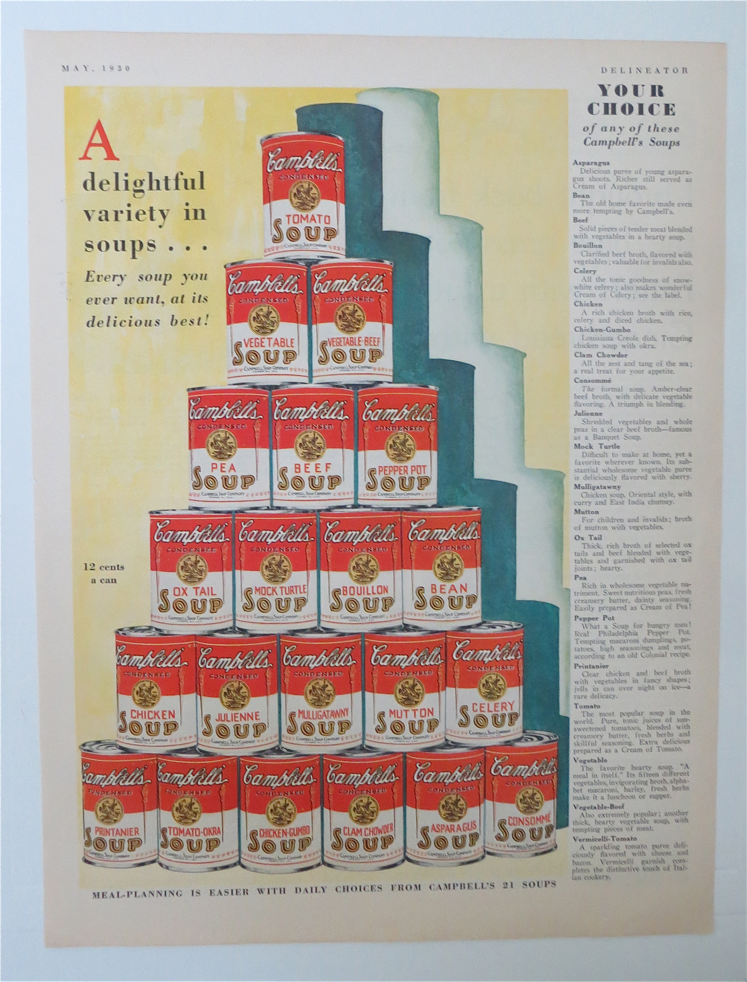 1930 Campbell's Soup with Variety of Campbell's Soups