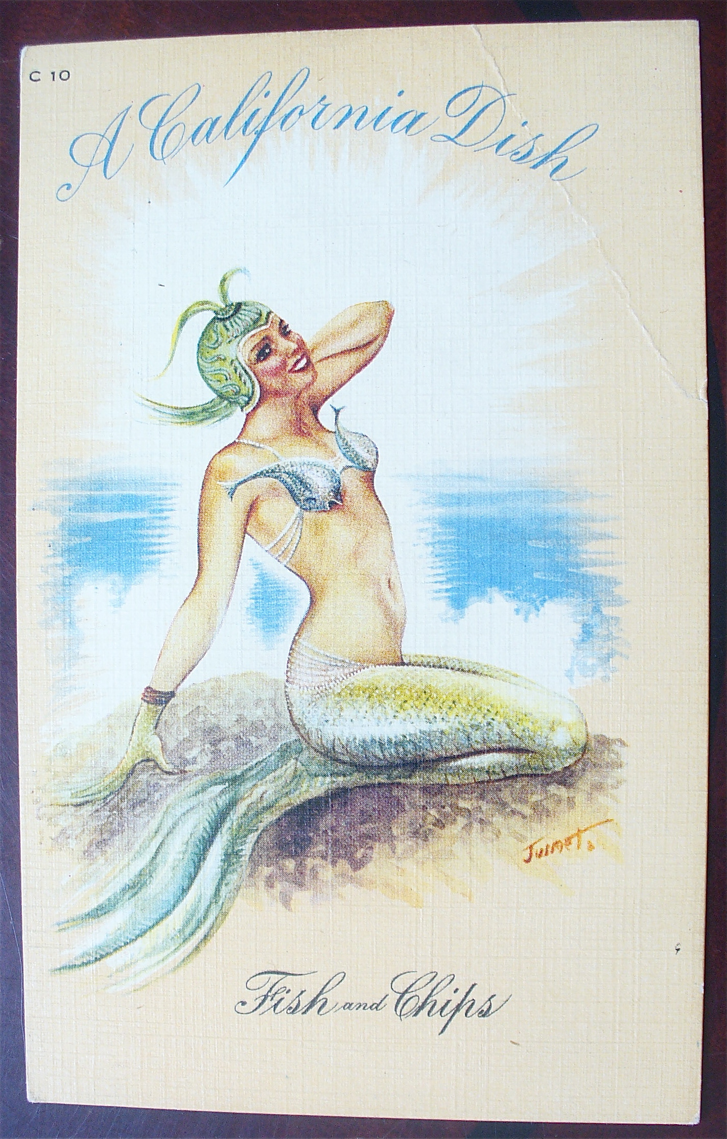 Mermaid Posing On A Beach Postcard