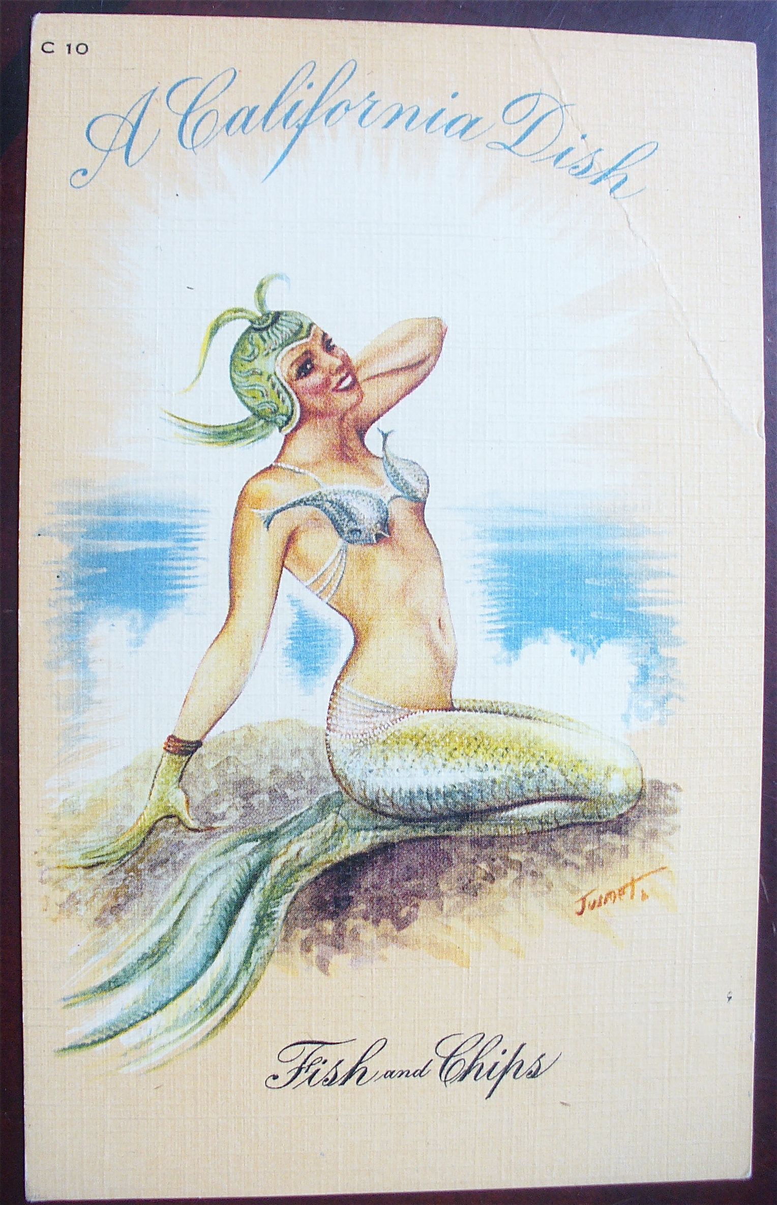 Mermaid Posing On A Beach Postcard