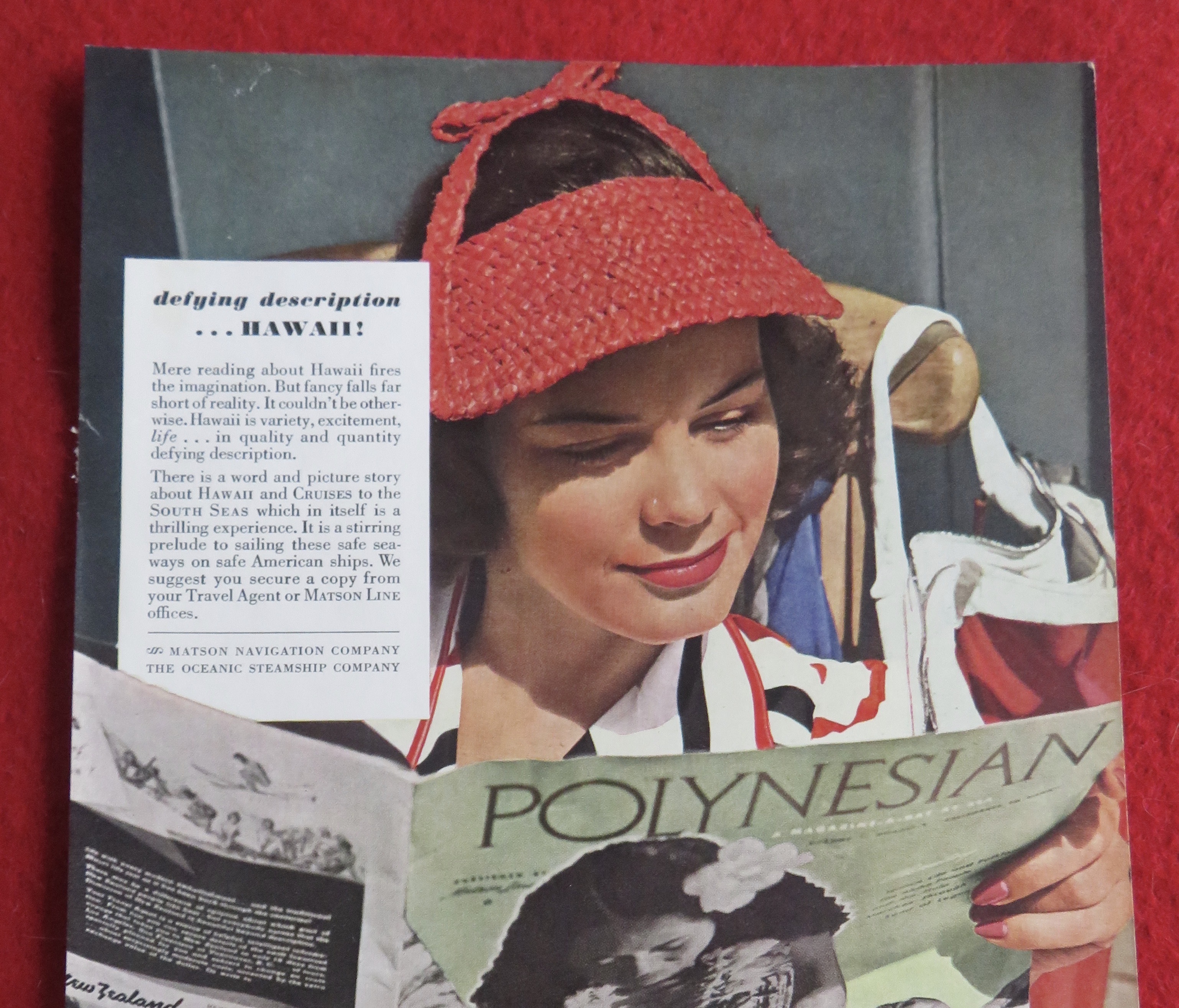 1940 Matson Line To Hawaii with Lovely Woman