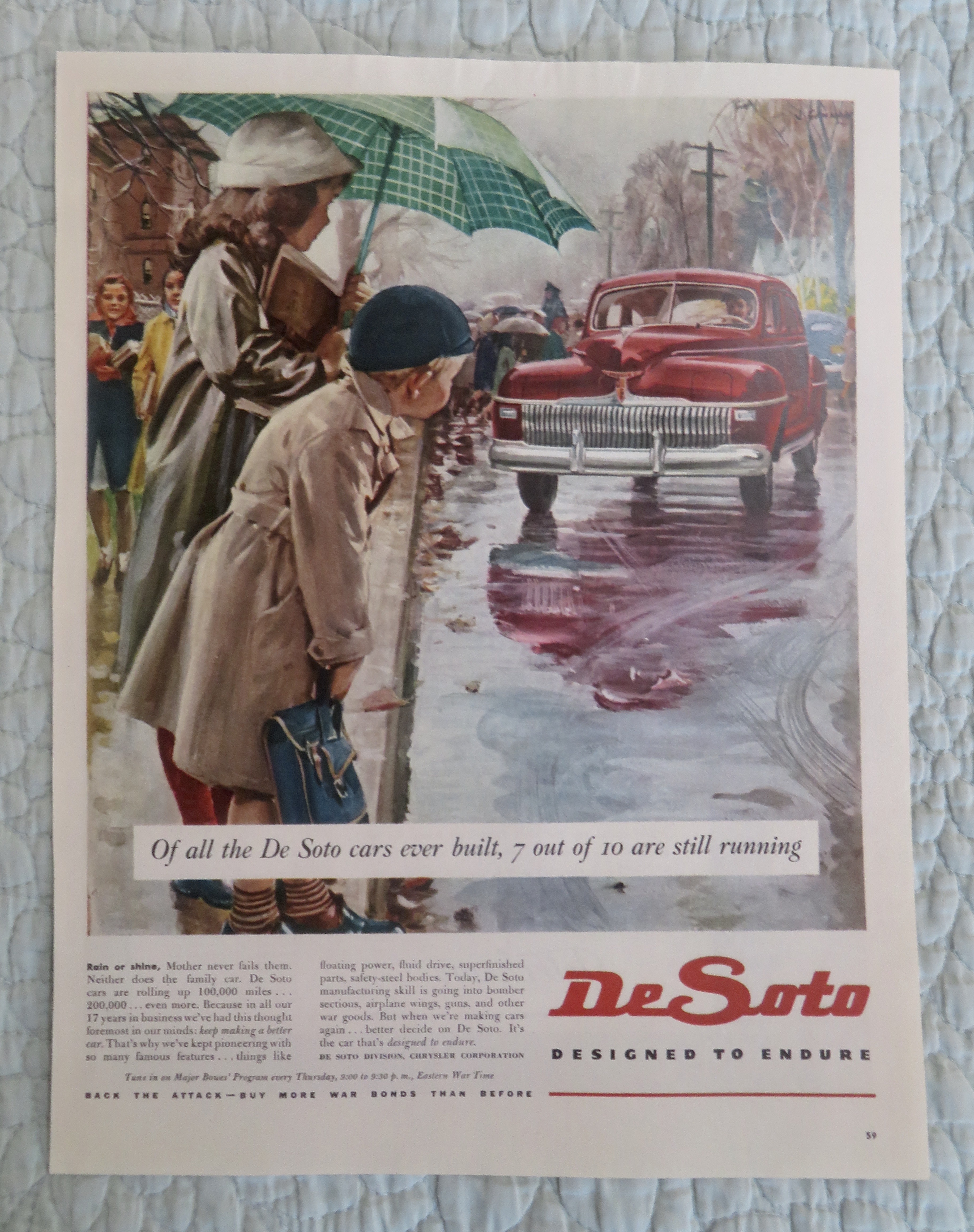 1945 De Soto Automobile with Children Waiting On Curb