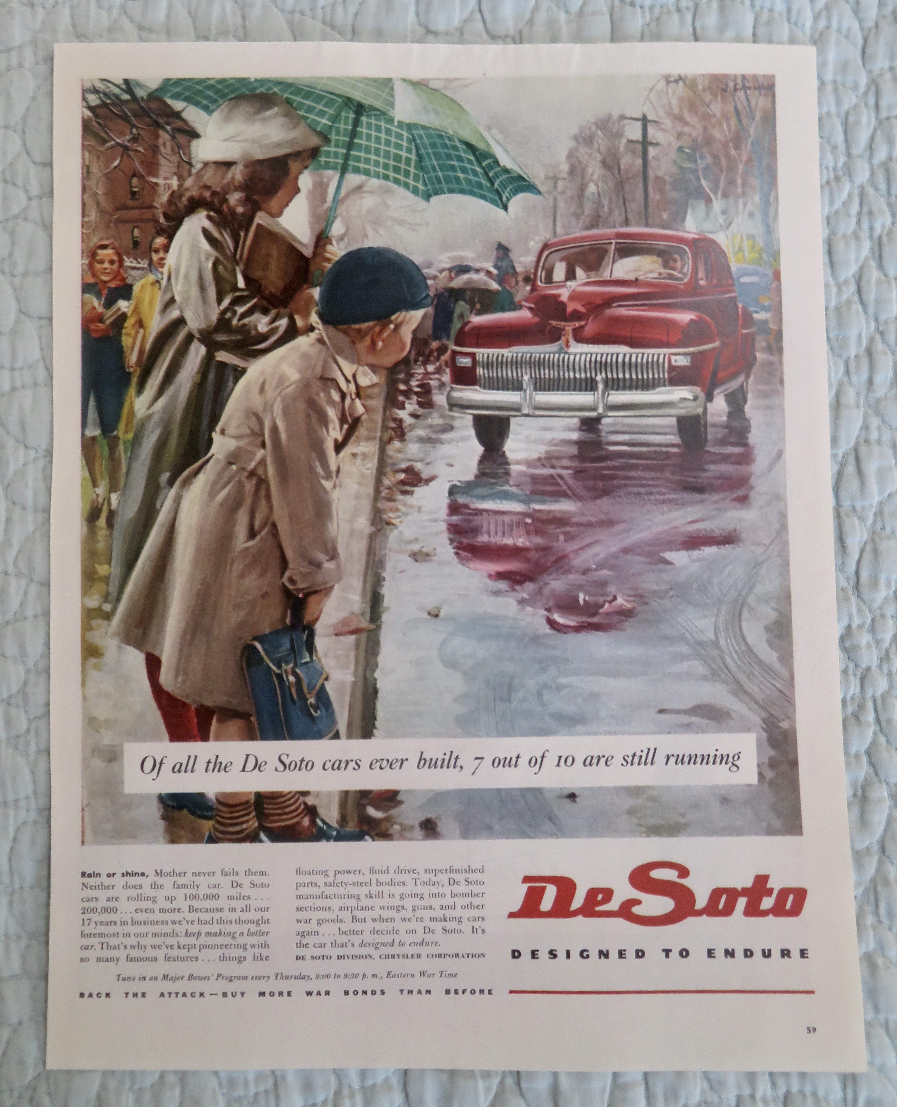 1945 De Soto Automobile with Children Waiting On Curb