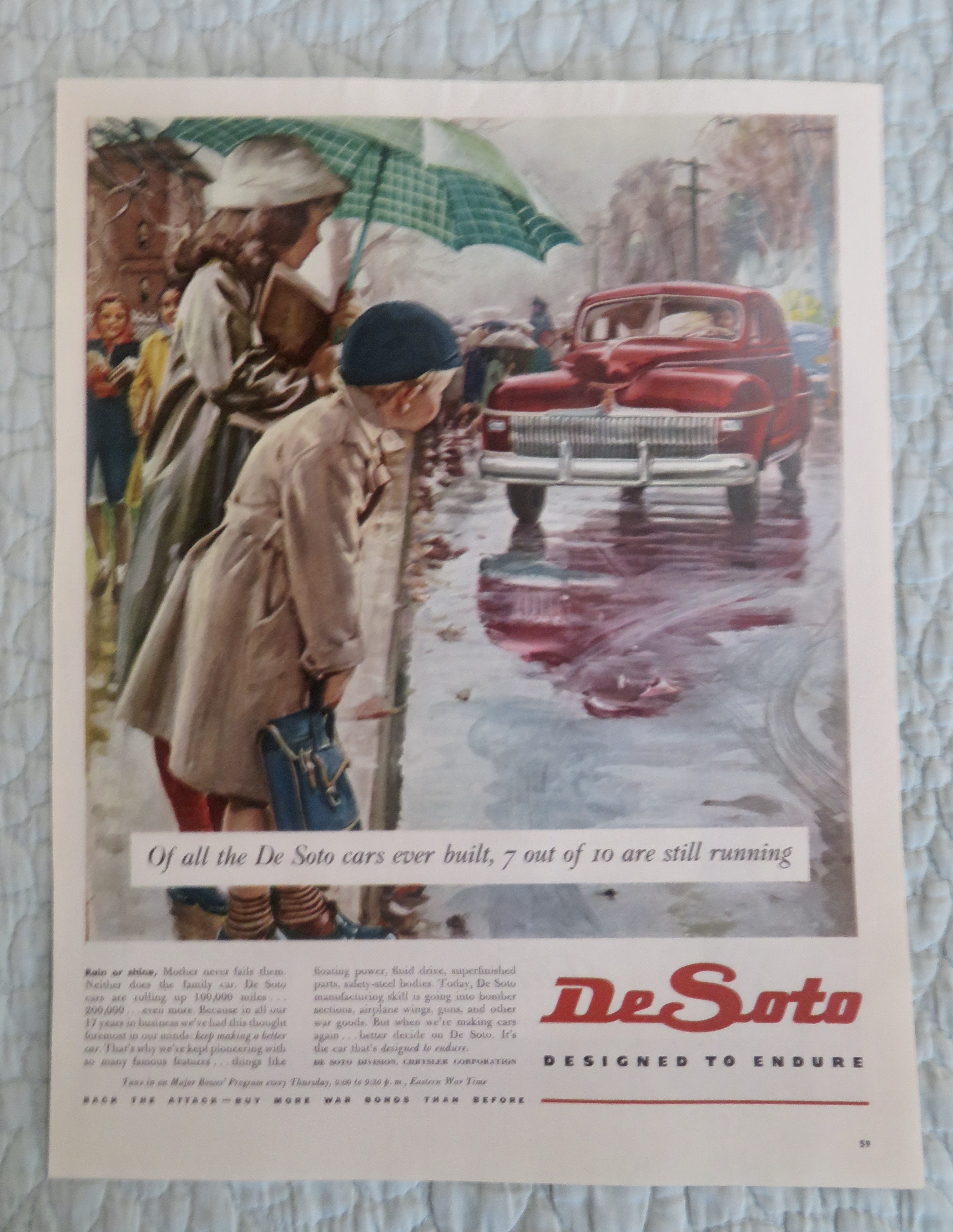 1945 De Soto Automobile with Children Waiting On Curb