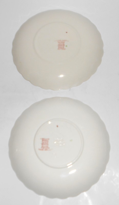 Spode China Rose Briar Pair Saucers - Old Red Mark