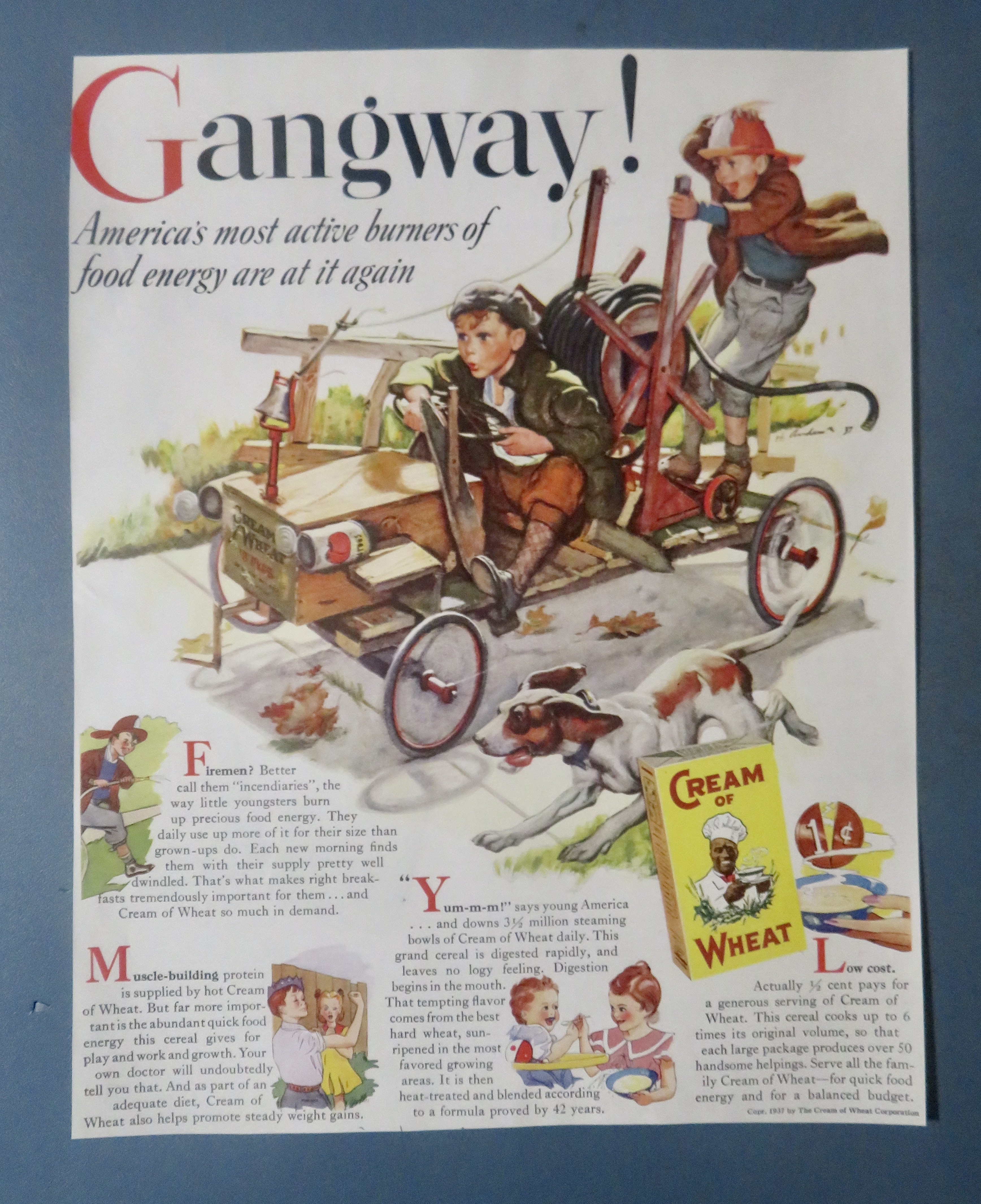 1937 Cream Of Wheat Cereal with Boys On A Go Cart