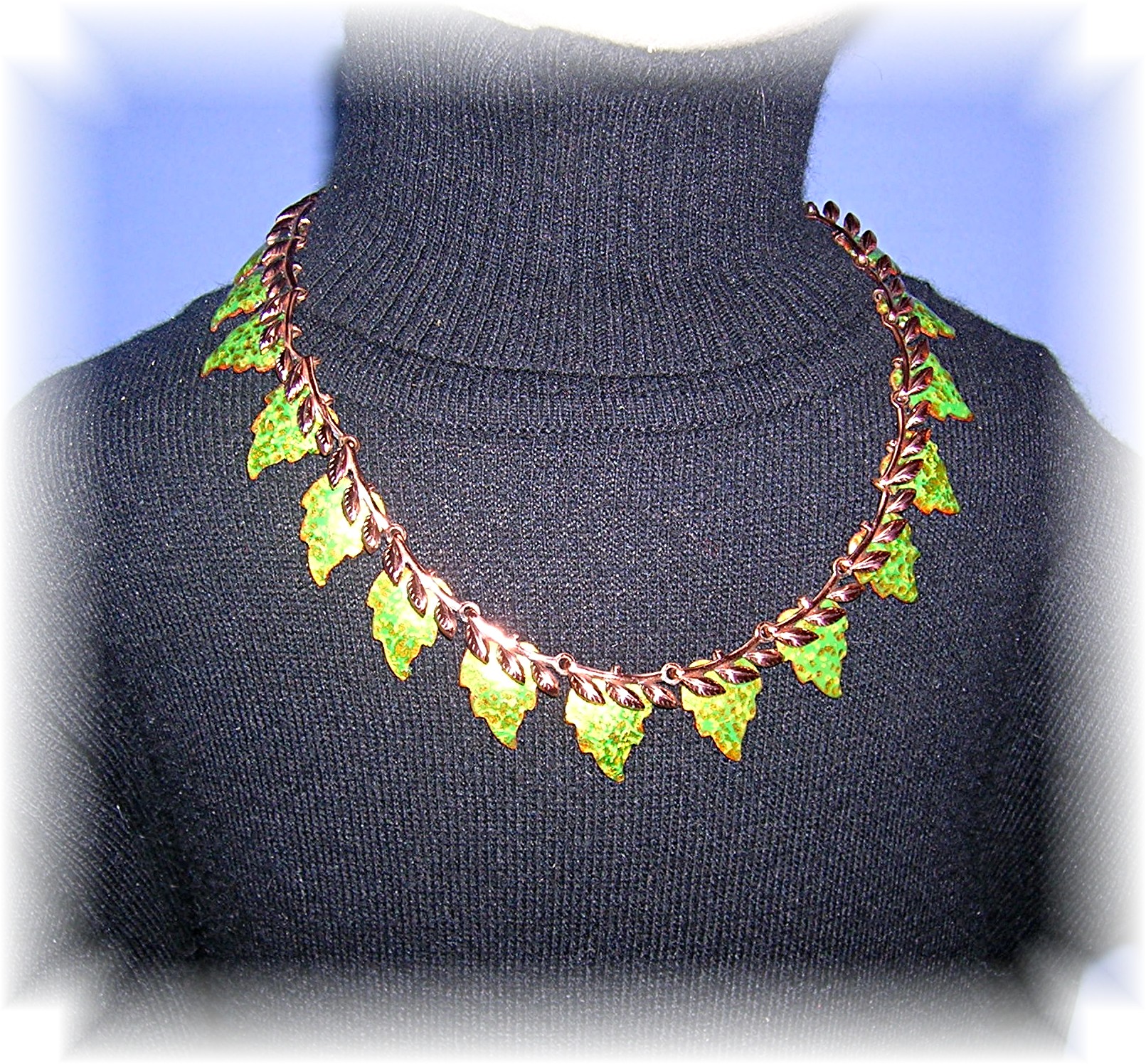 MATISSE Copper & Enamel Leaf Necklace