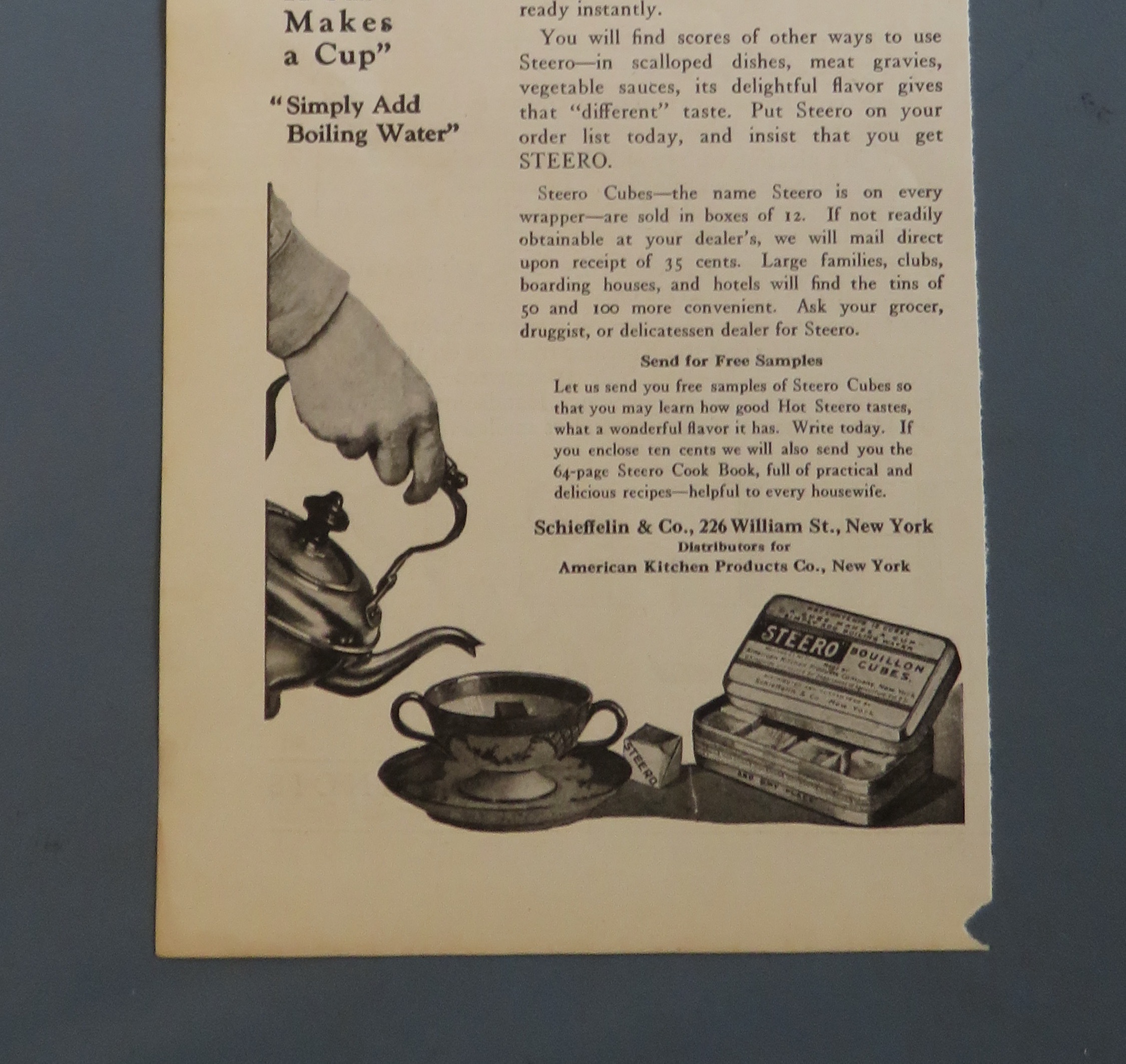1920 Steero Bouillon Cubes with Boy Drinking From Cup