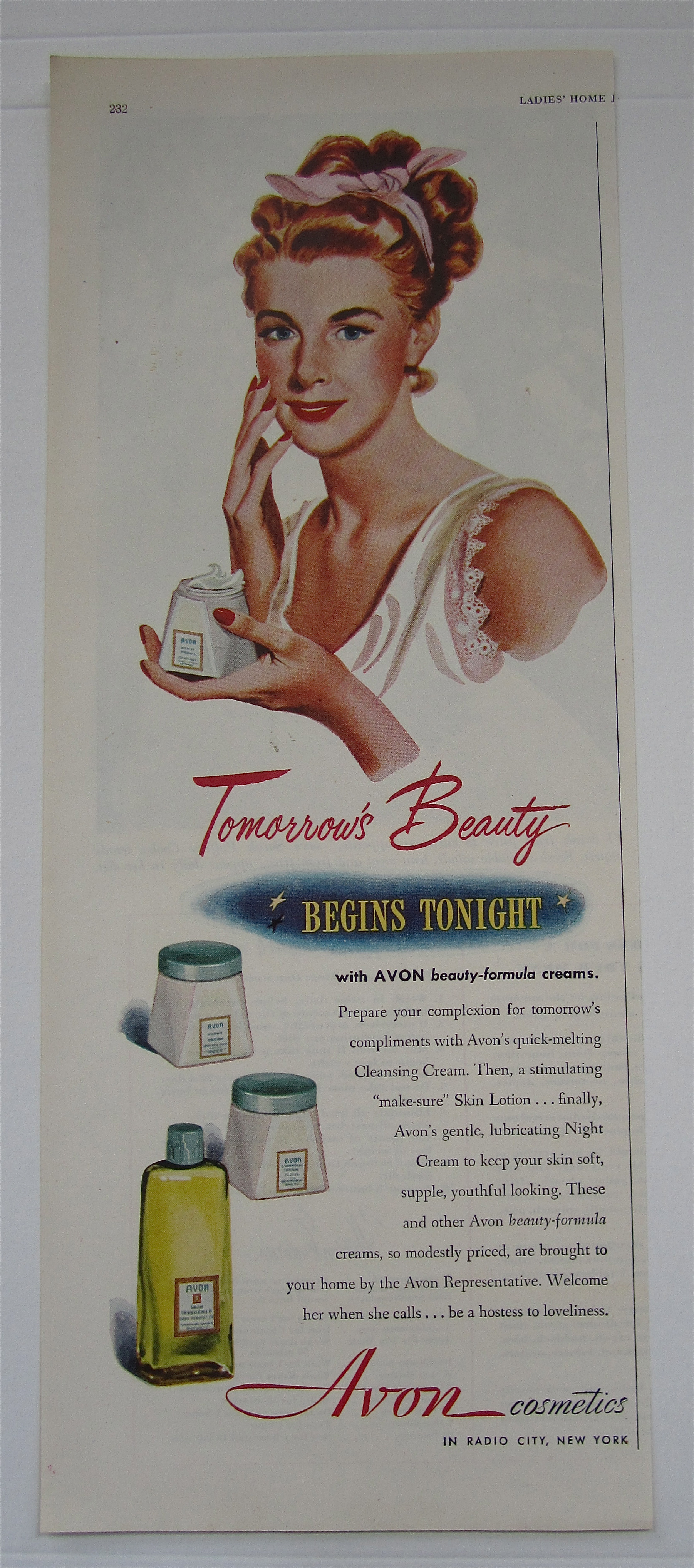1948 Avon Cosmetics with Woman Putting on Make Up