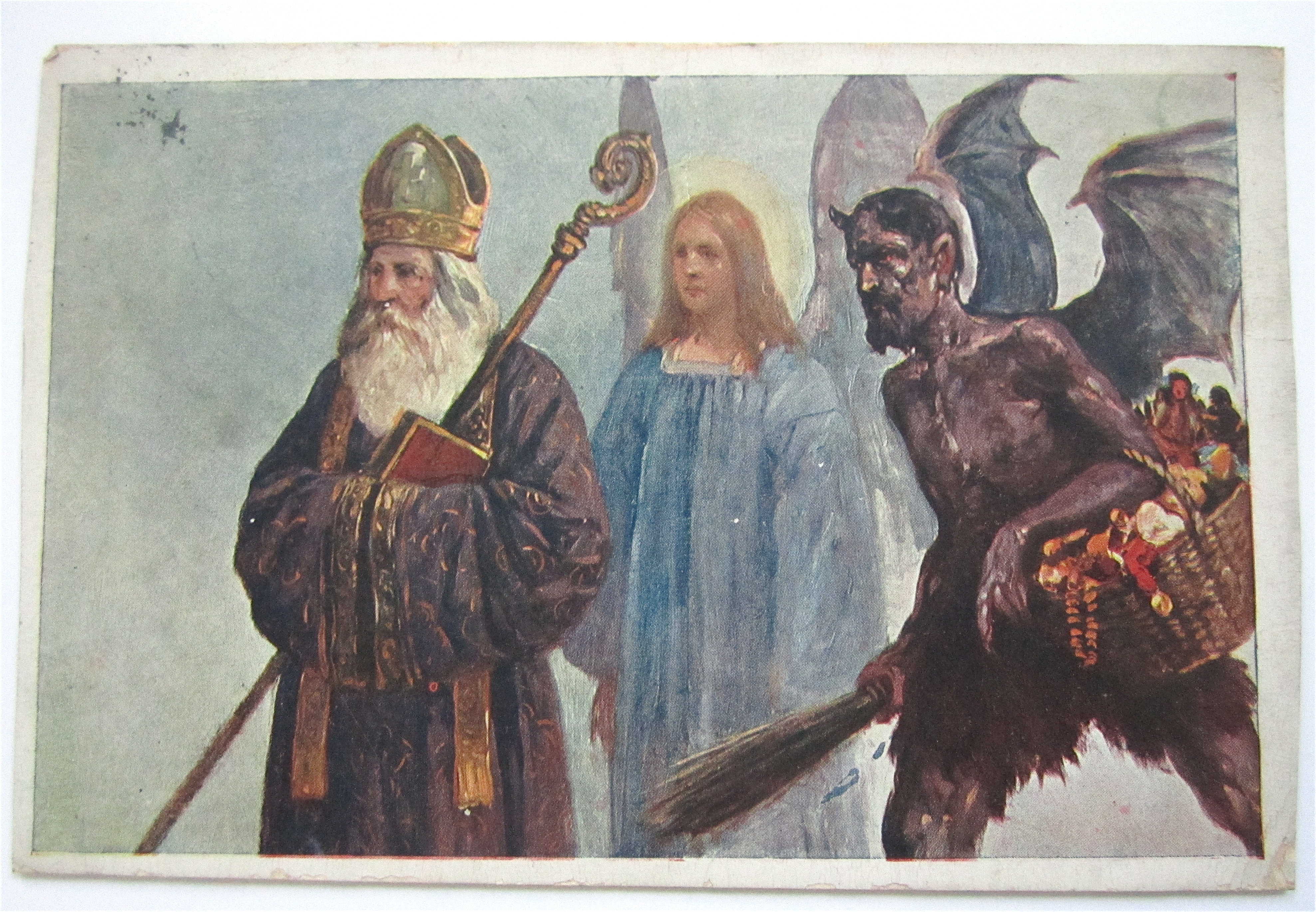 Pope With An Angel And The Devil Postcard