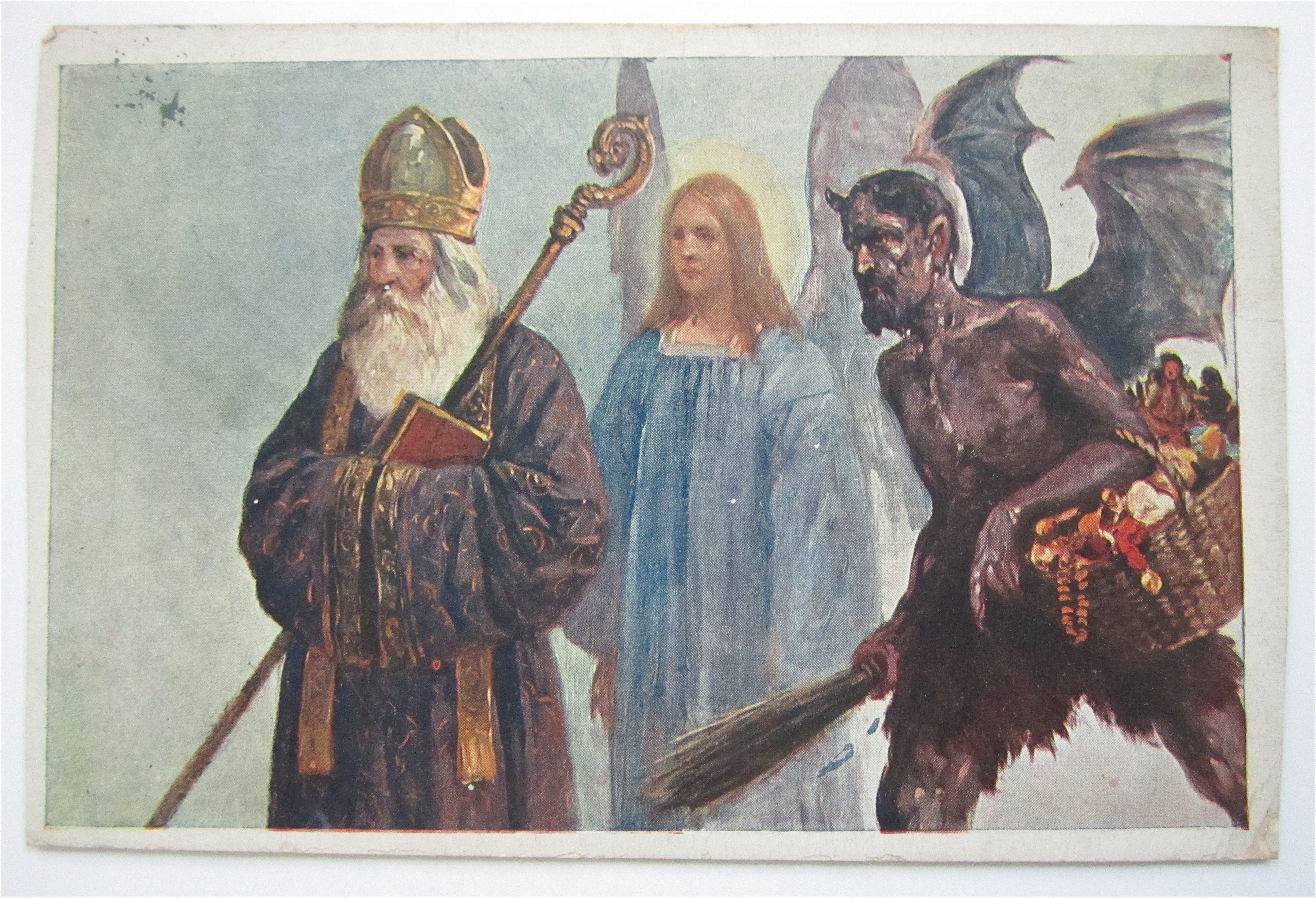 Pope With An Angel And The Devil Postcard