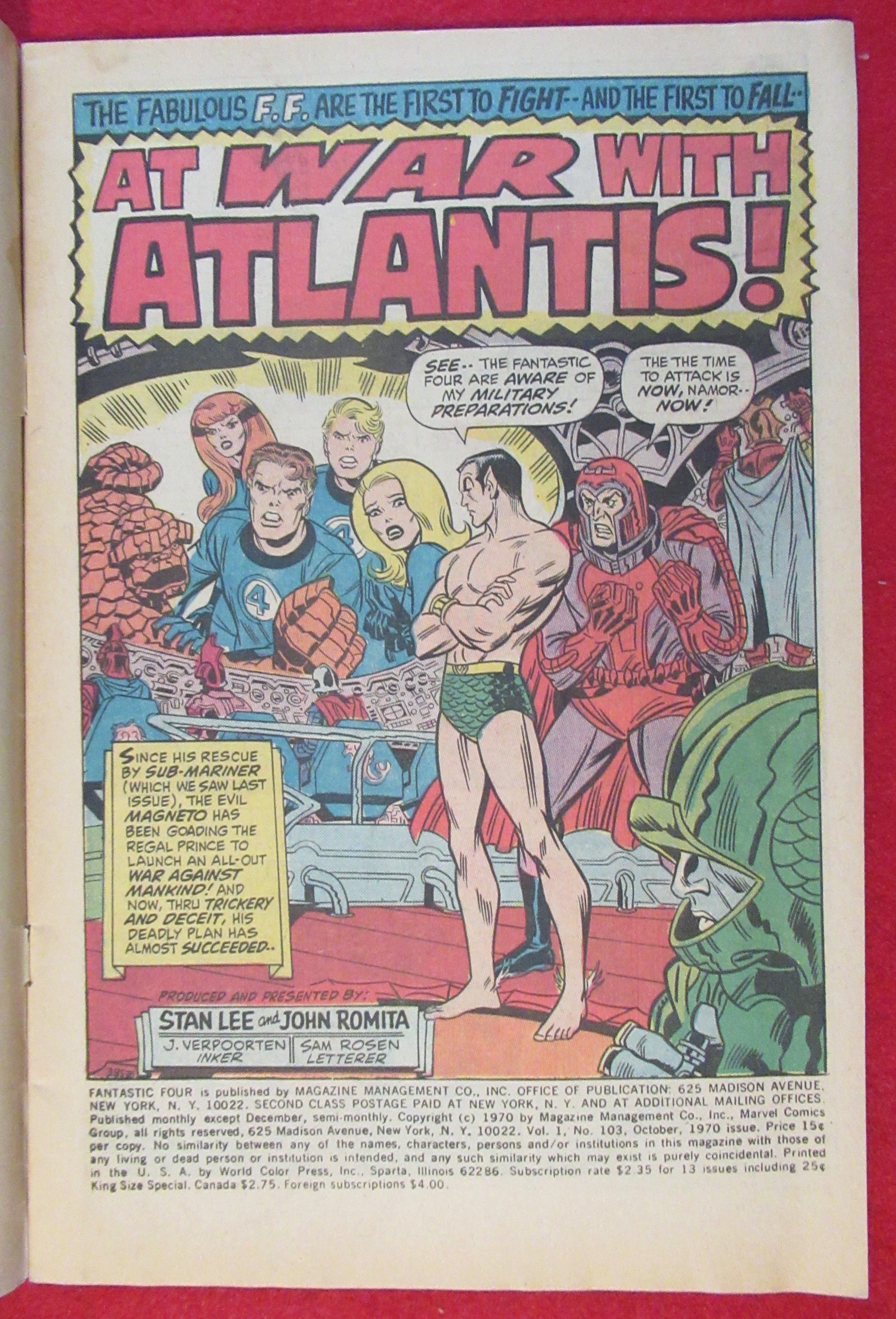 Fantastic Four Comic October 1970 At War With Atlantis
