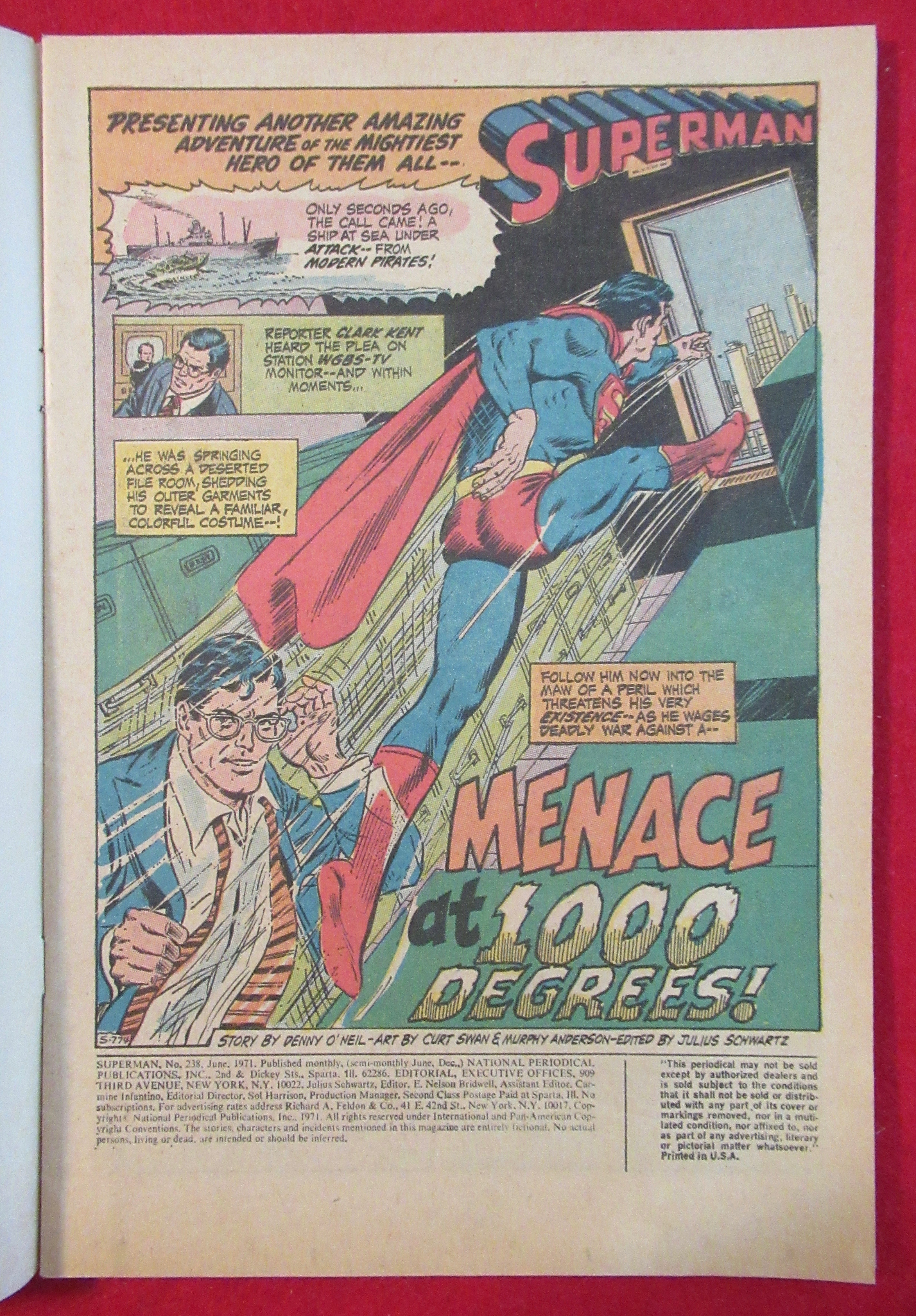 Superman Comic June 1971 Menace At 1000 Degrees