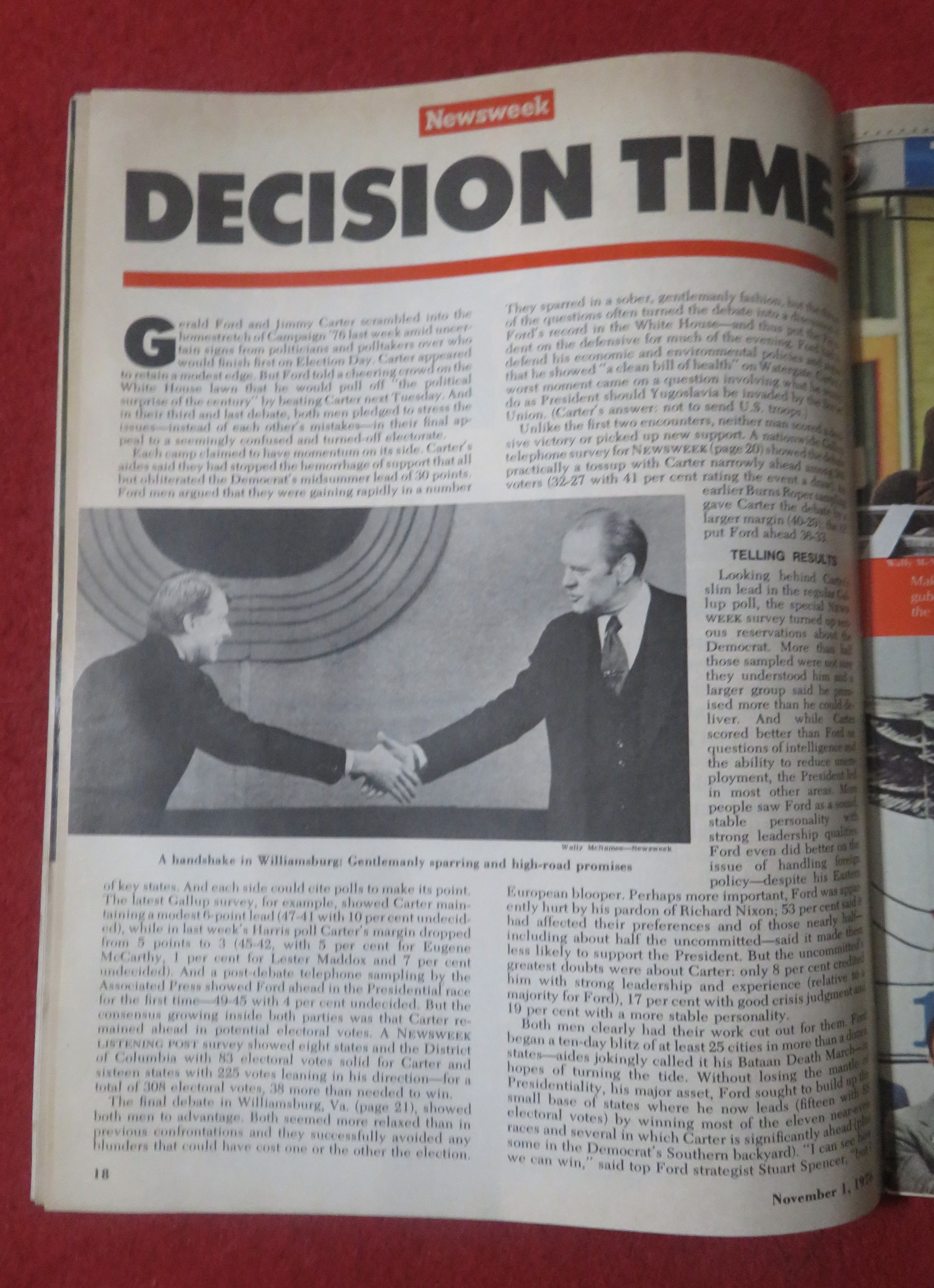 Newsweek Magazine-November 1, 1976-Carter/Ford