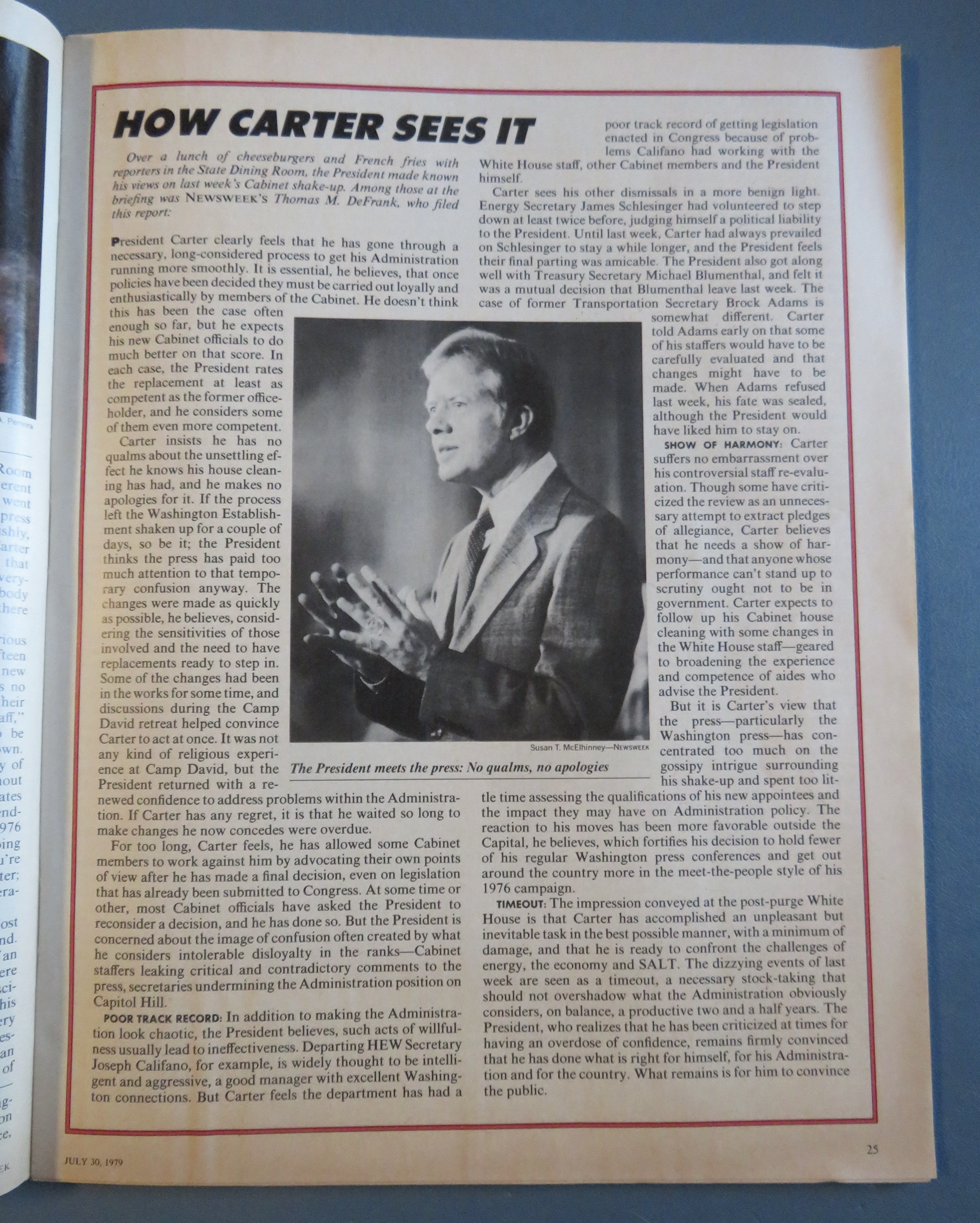 Newsweek Magazine July 30, 1979 Carter's Juggling Act