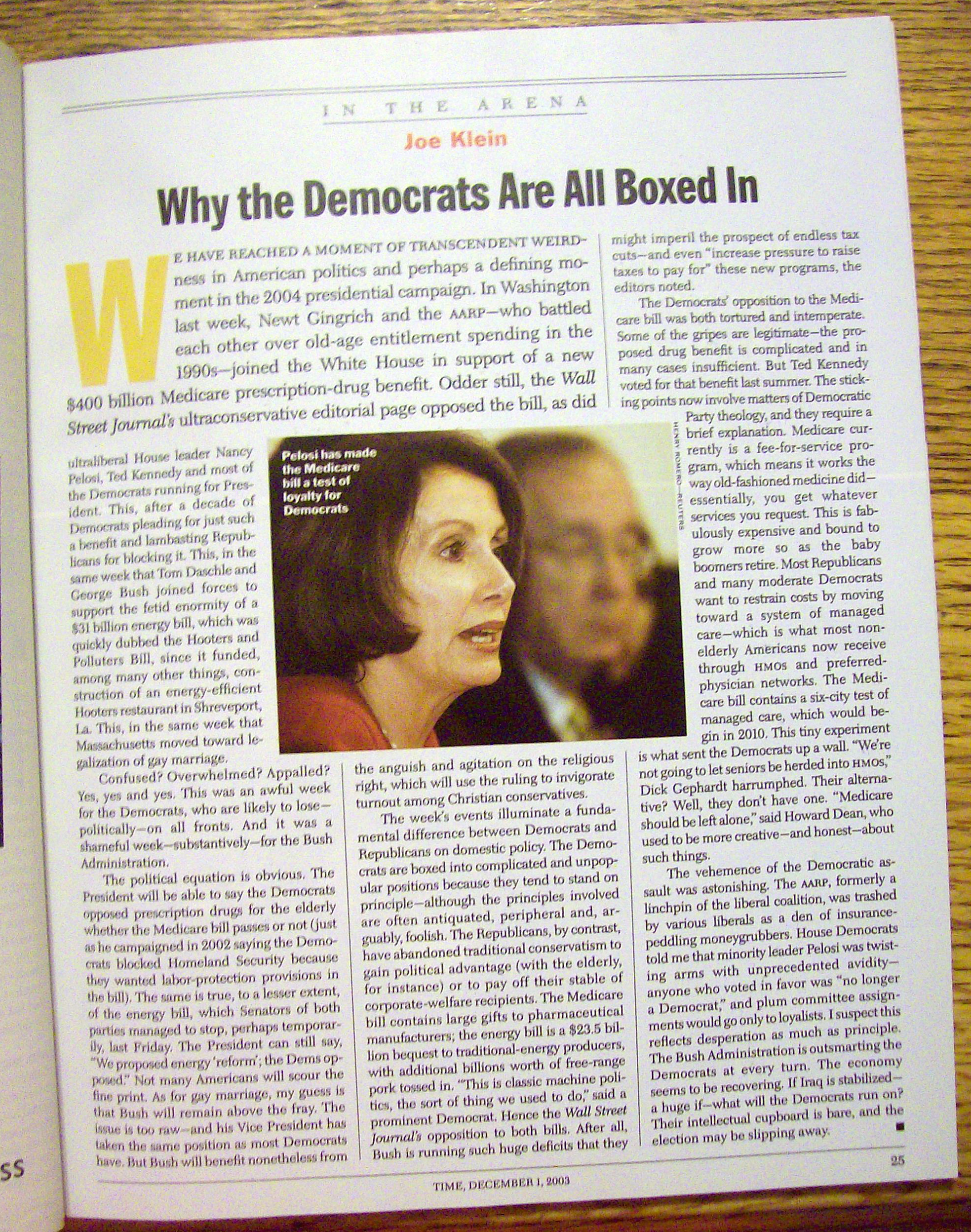 Time Magazine December 1, 2003 Love Him! Hate Him!