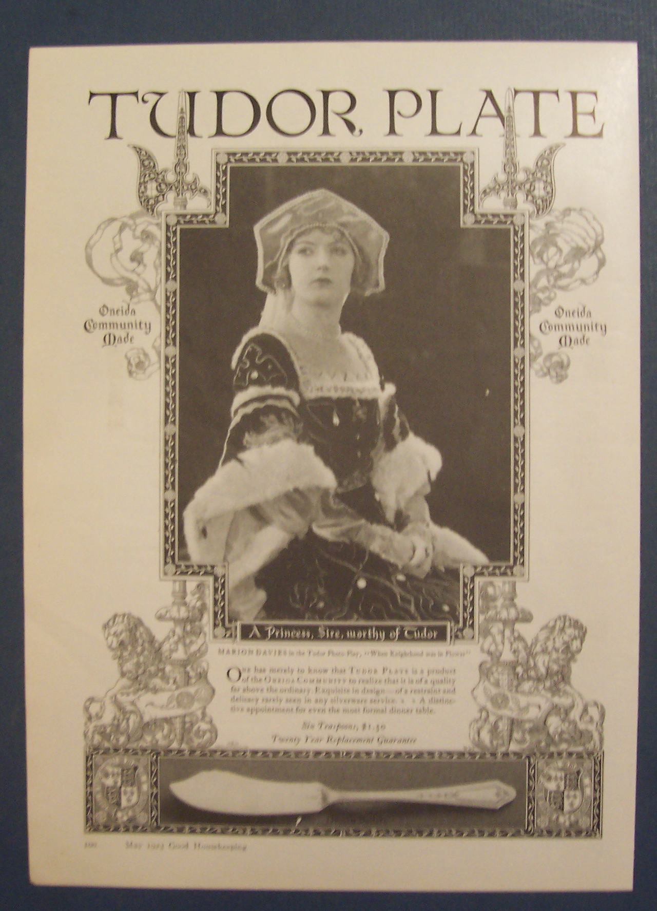 1923 Tudor Plate with Marion Davies