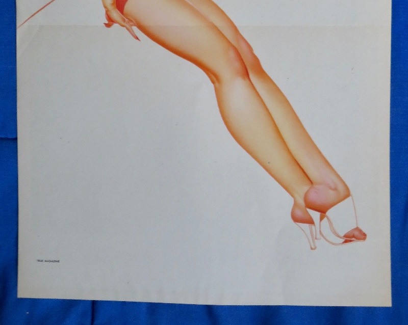 Original 1945 Sexy Pin Up Lovely Dark Haired Girl Wearing A Red Suit While Talking On Telephone By George Petty