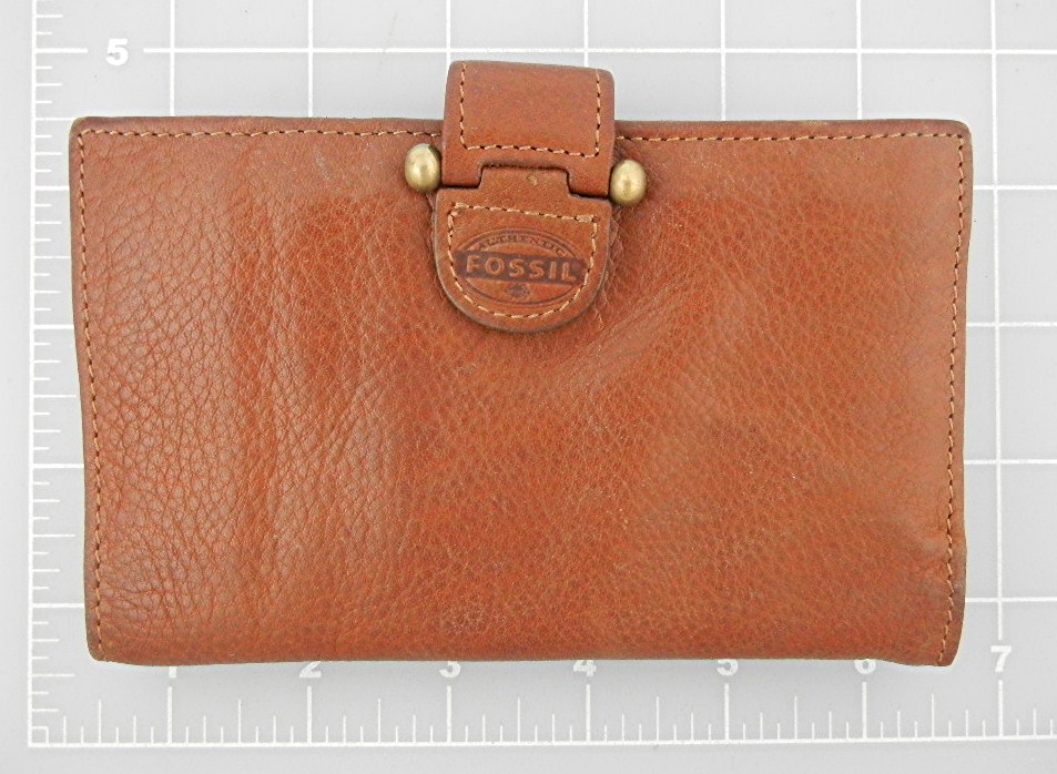Wallet Tan Leather FOSSIL Check Book