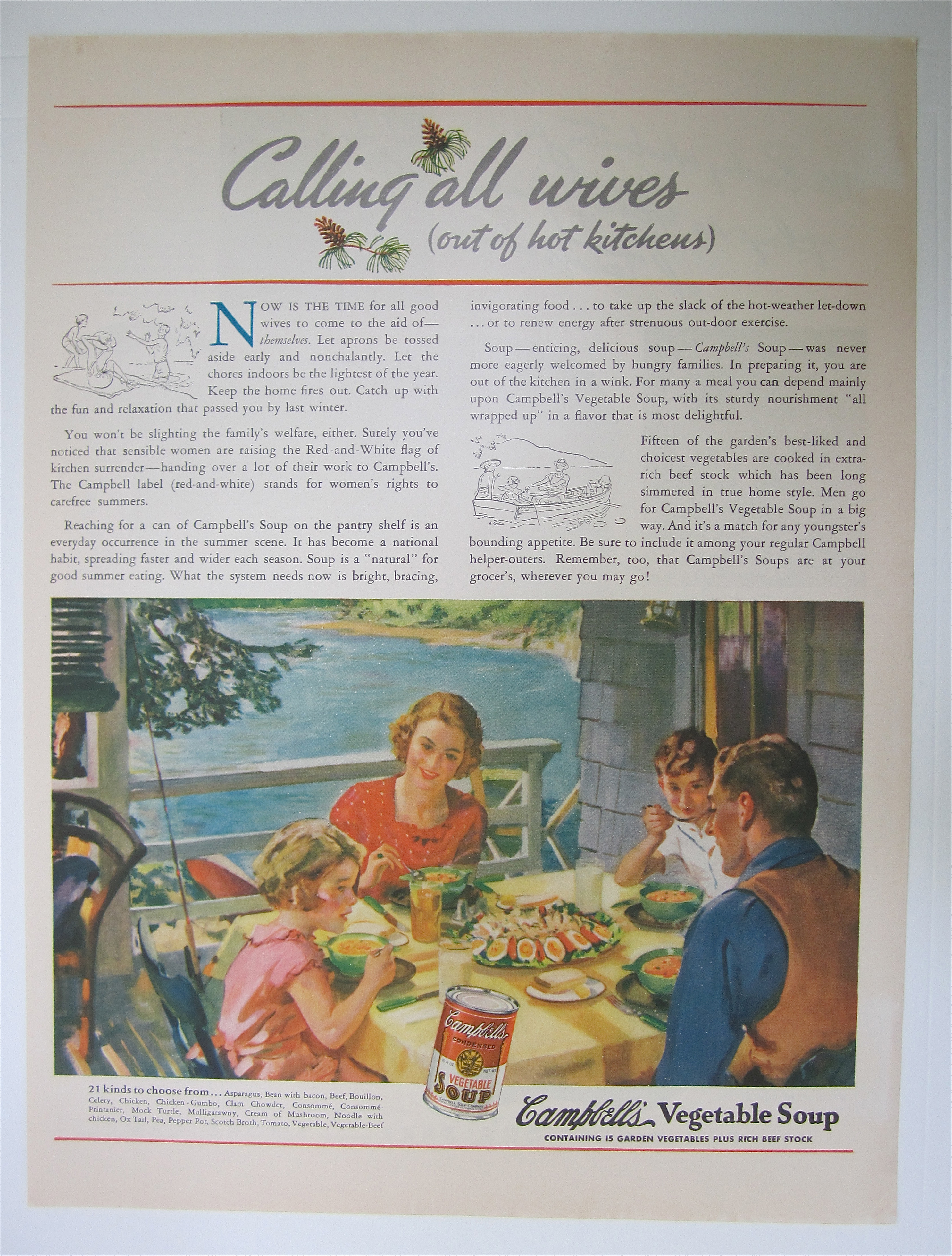 1937 Campbell's Vegetable Soup with Family Eating