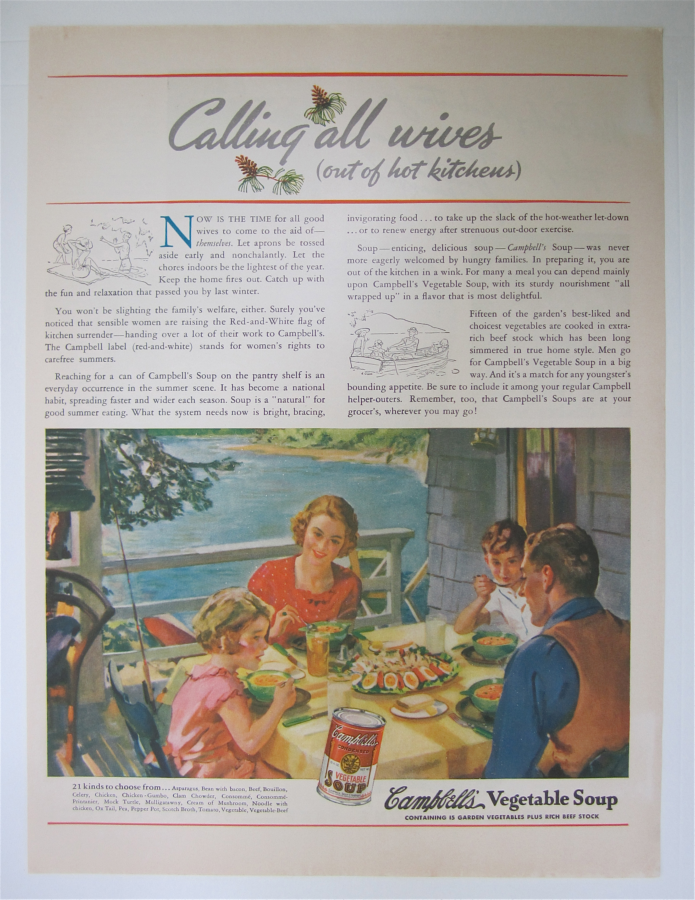 1937 Campbell's Vegetable Soup with Family Eating