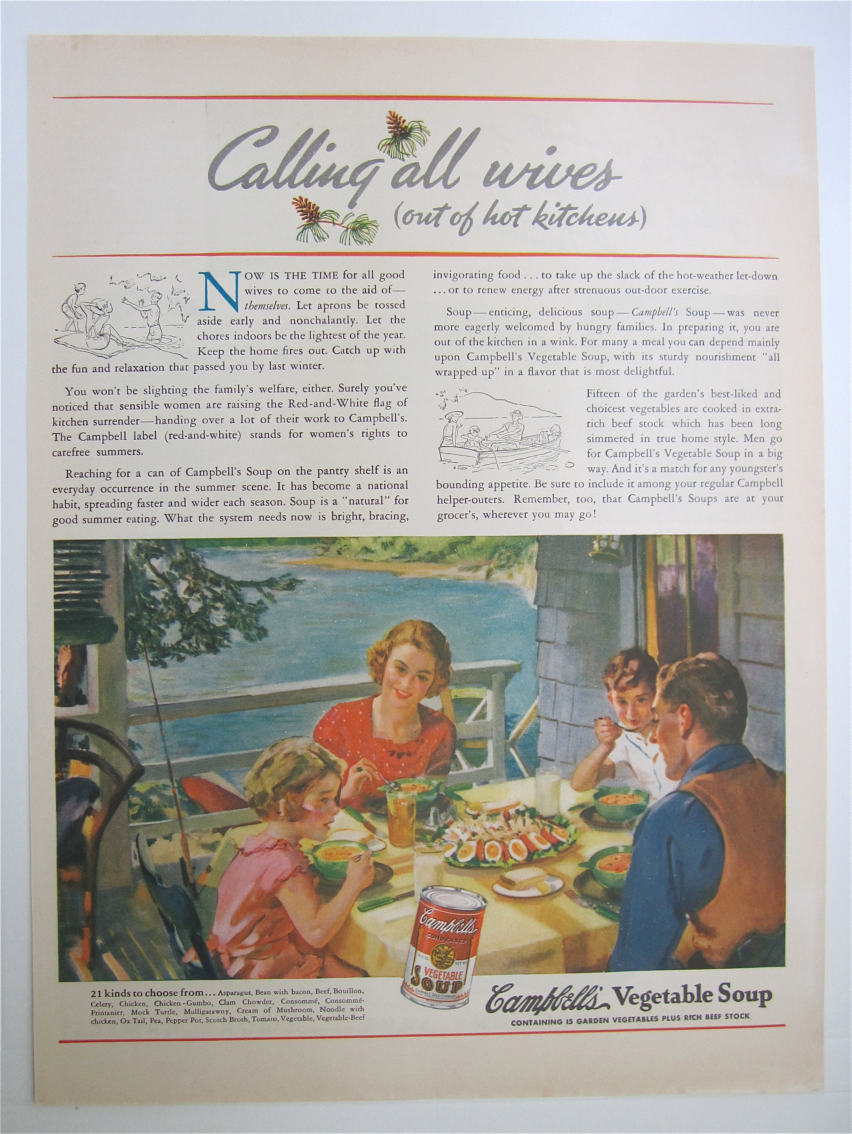 1937 Campbell's Vegetable Soup with Family Eating