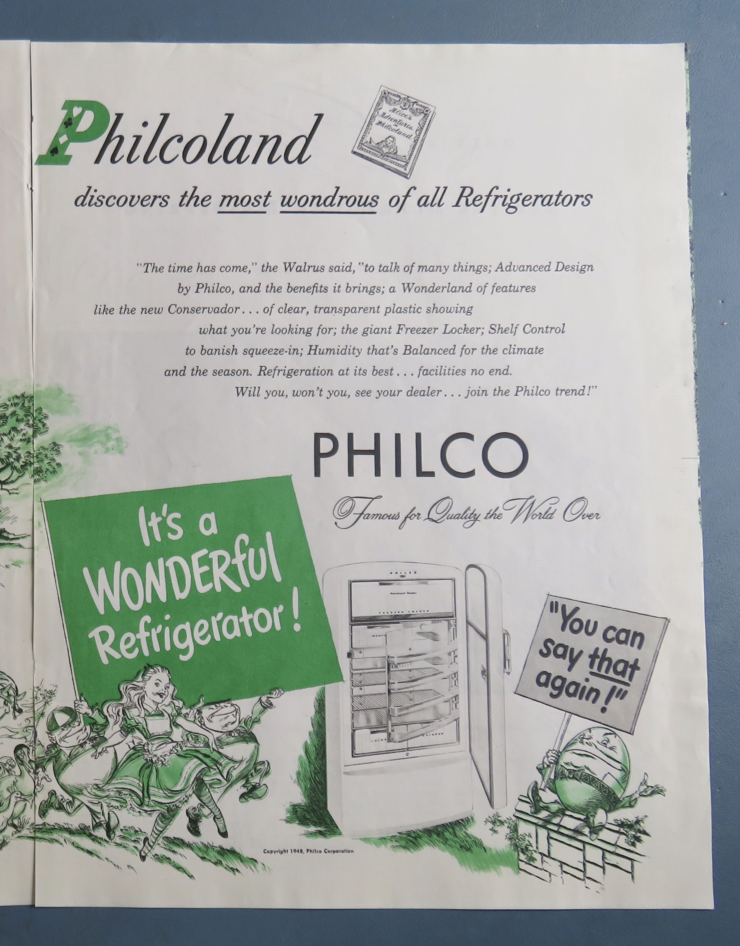 1948 Philco Refrigerator w/ Alice in Philcoland