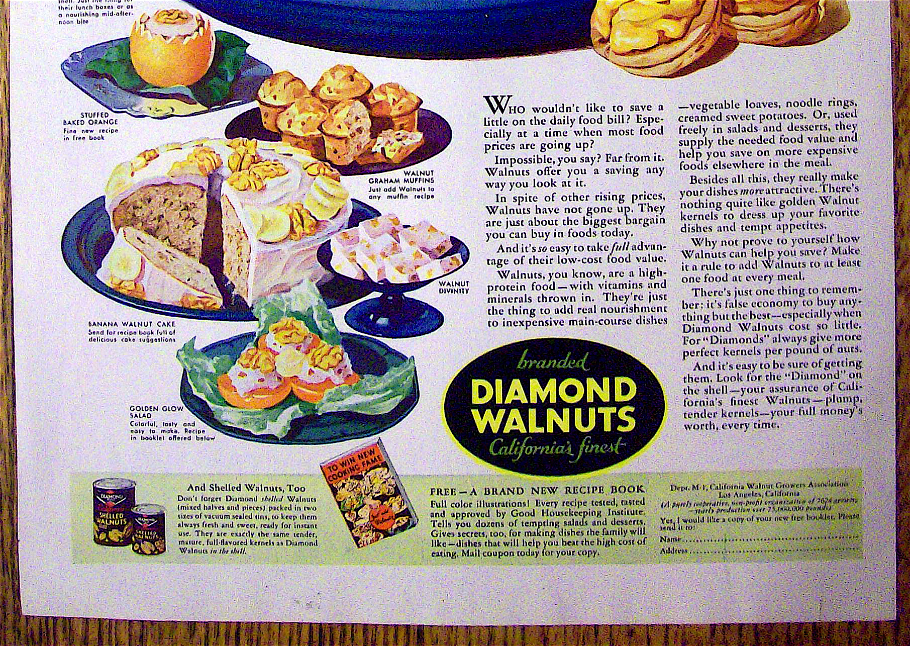 1935 Diamond Walnuts with Ways To Use Nuts
