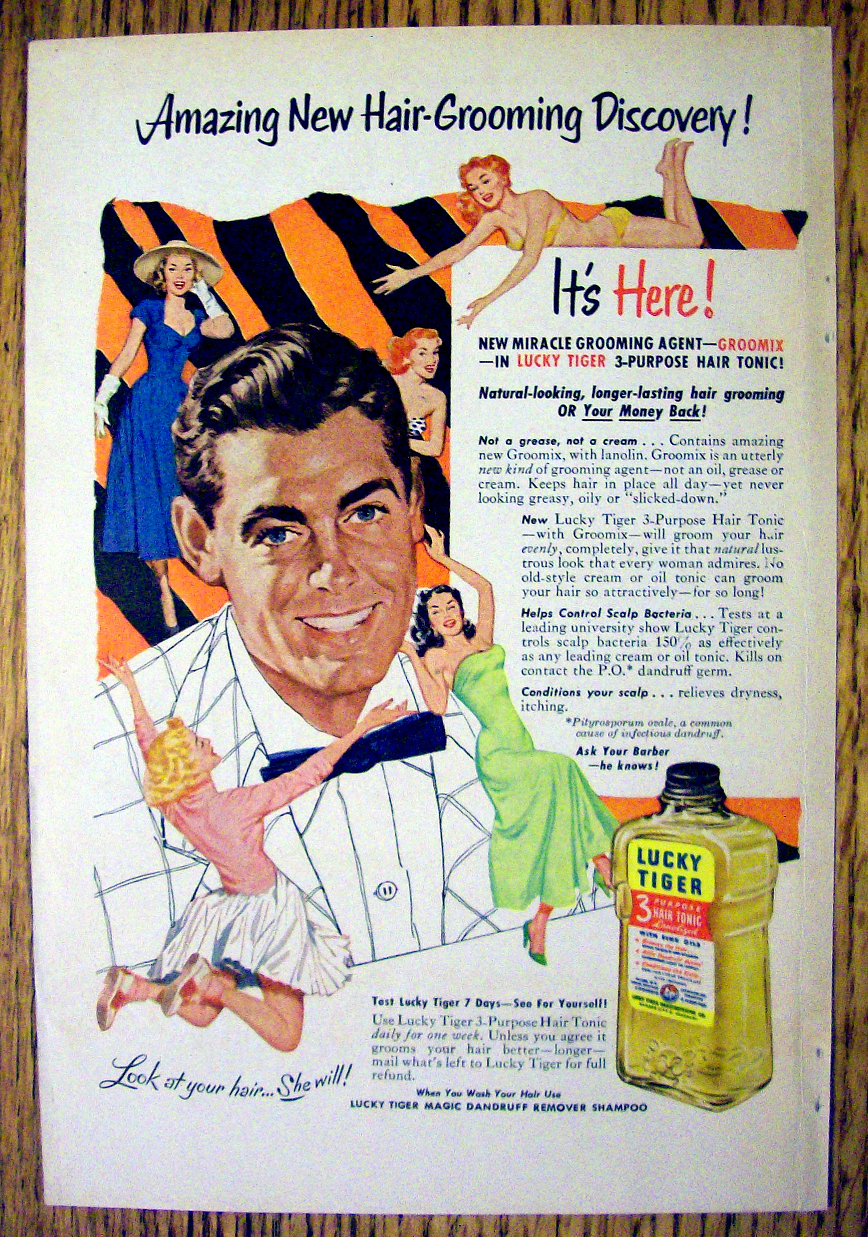 1953 Lucky Tiger For Hair & Scalp with Man's Face