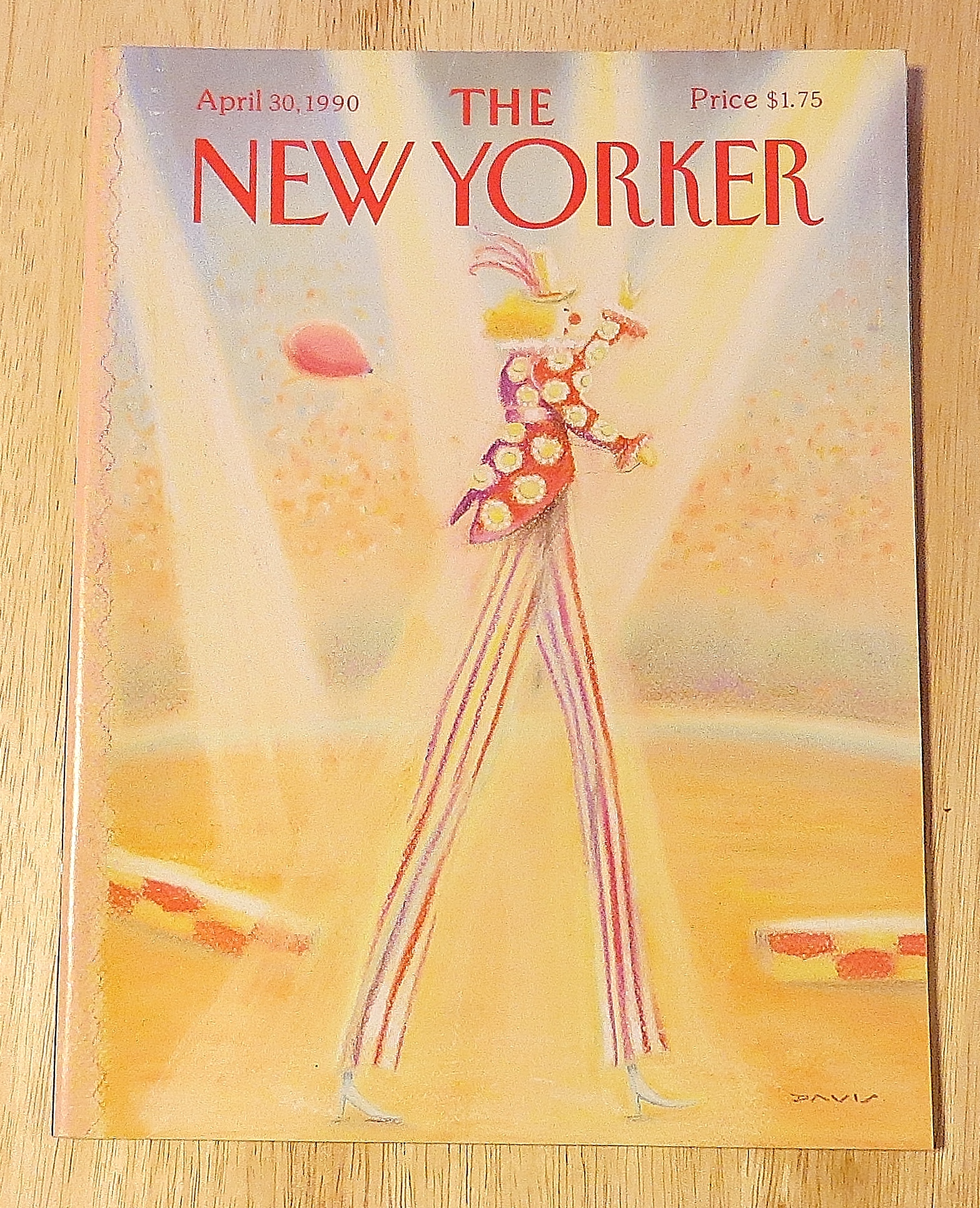 New Yorker Magazine April 30, 1990 Clown On Stilts