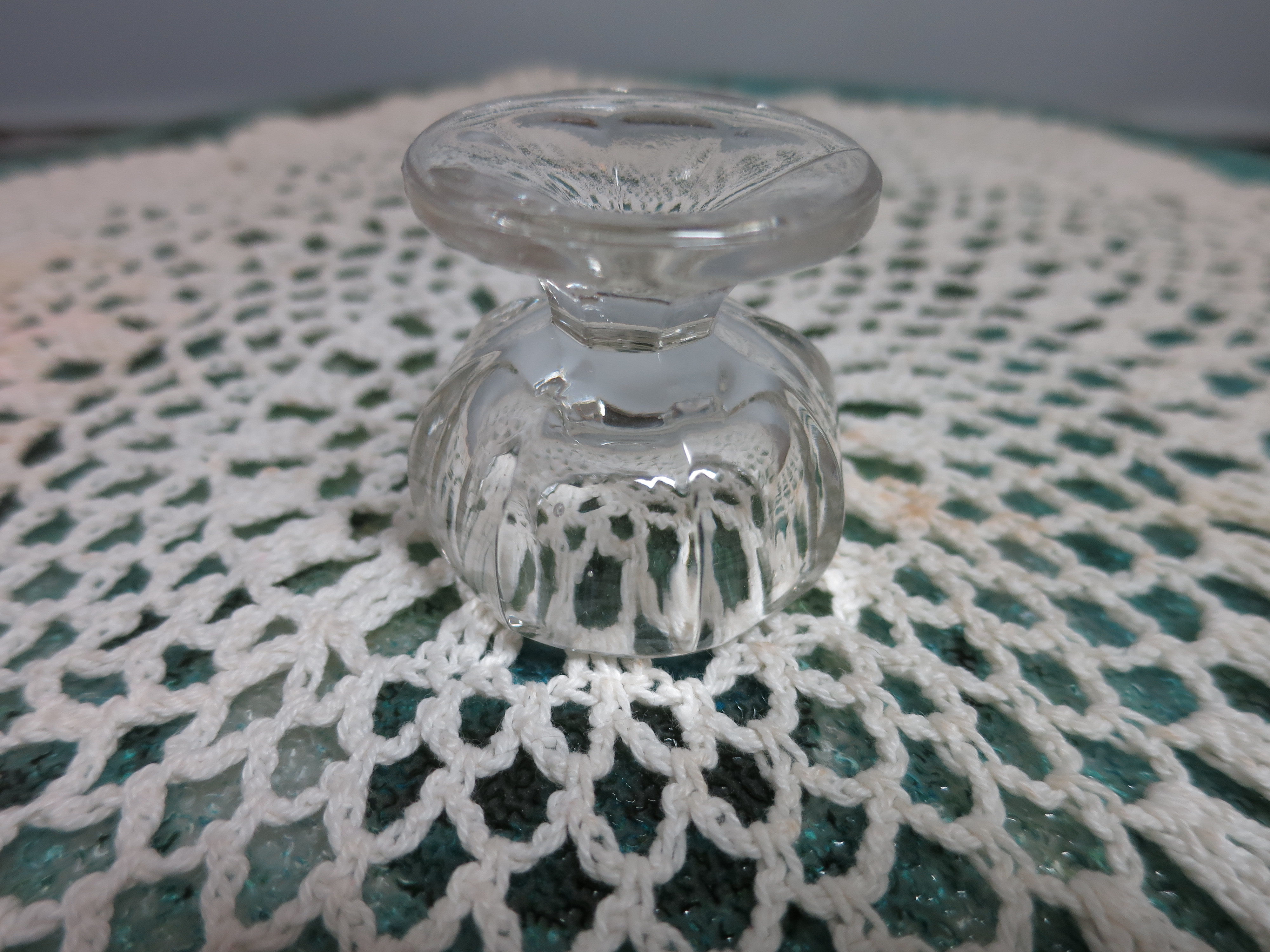 Vintage Paneled Pedestal glass Salt Cellar 8 Panels