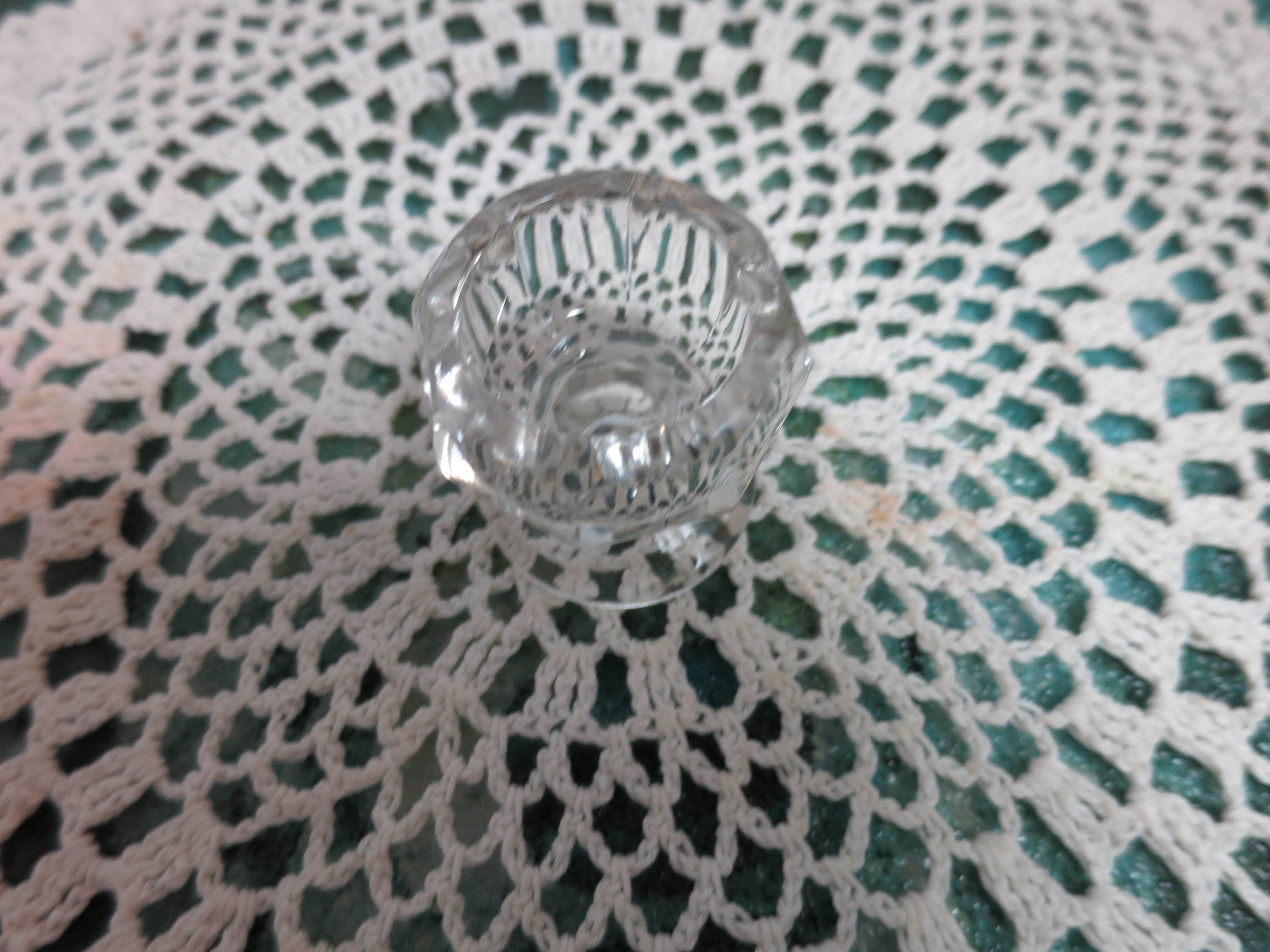 Vintage Paneled Pedestal glass Salt Cellar 8 Panels