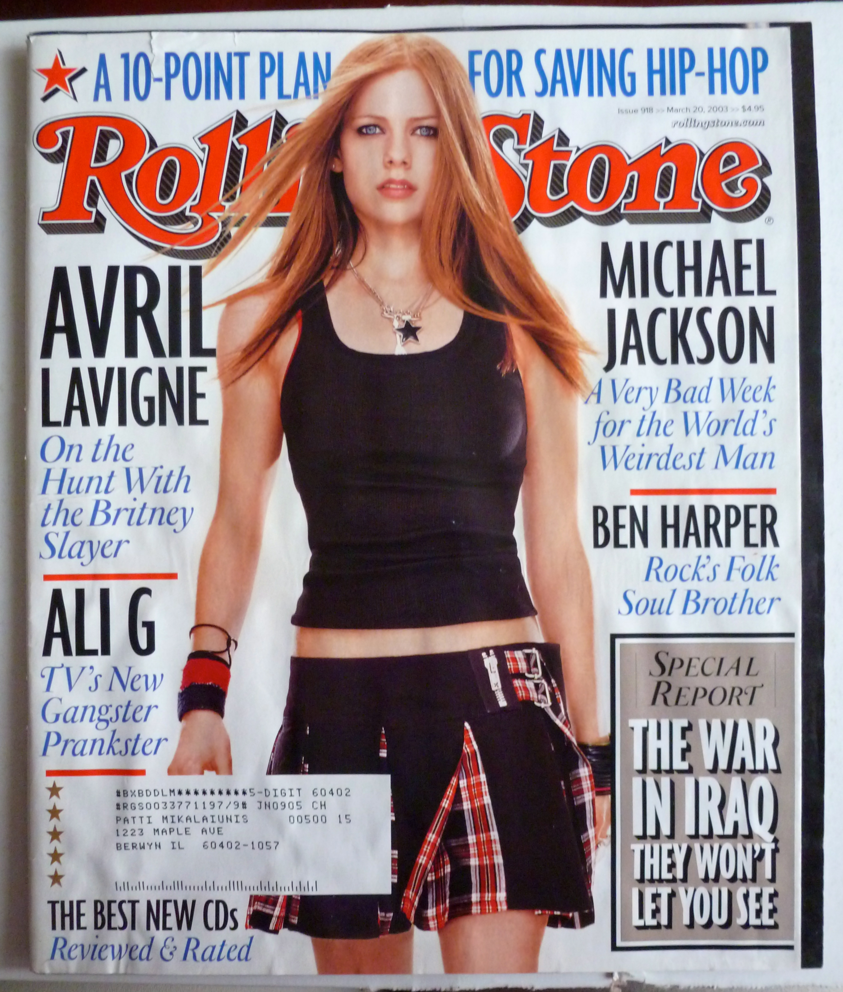 Rolling Stone Magazine March 20, 2003 Avril Lavigne