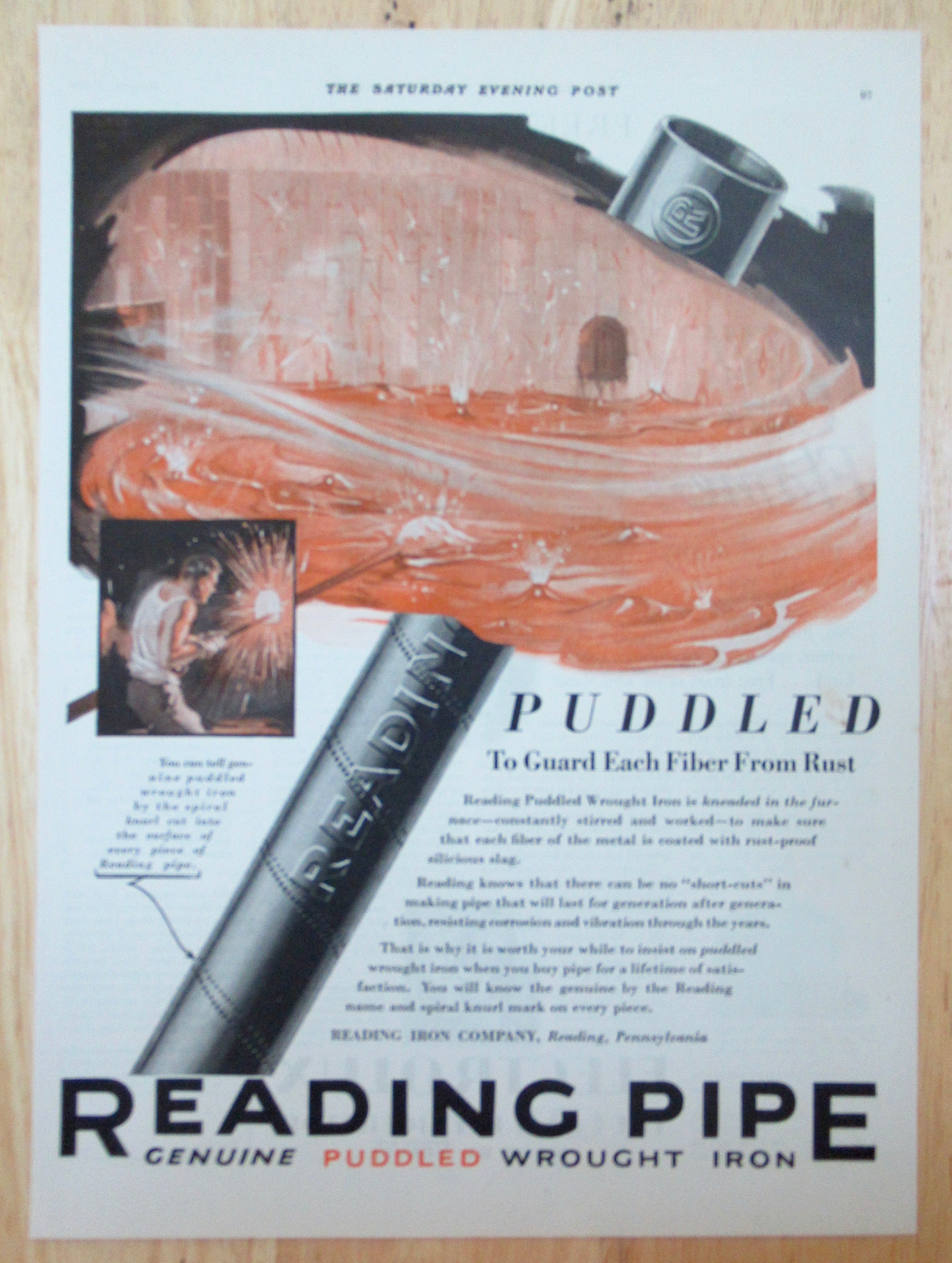1929 Reading Pipe with Puddled Wrought Iron Pipe