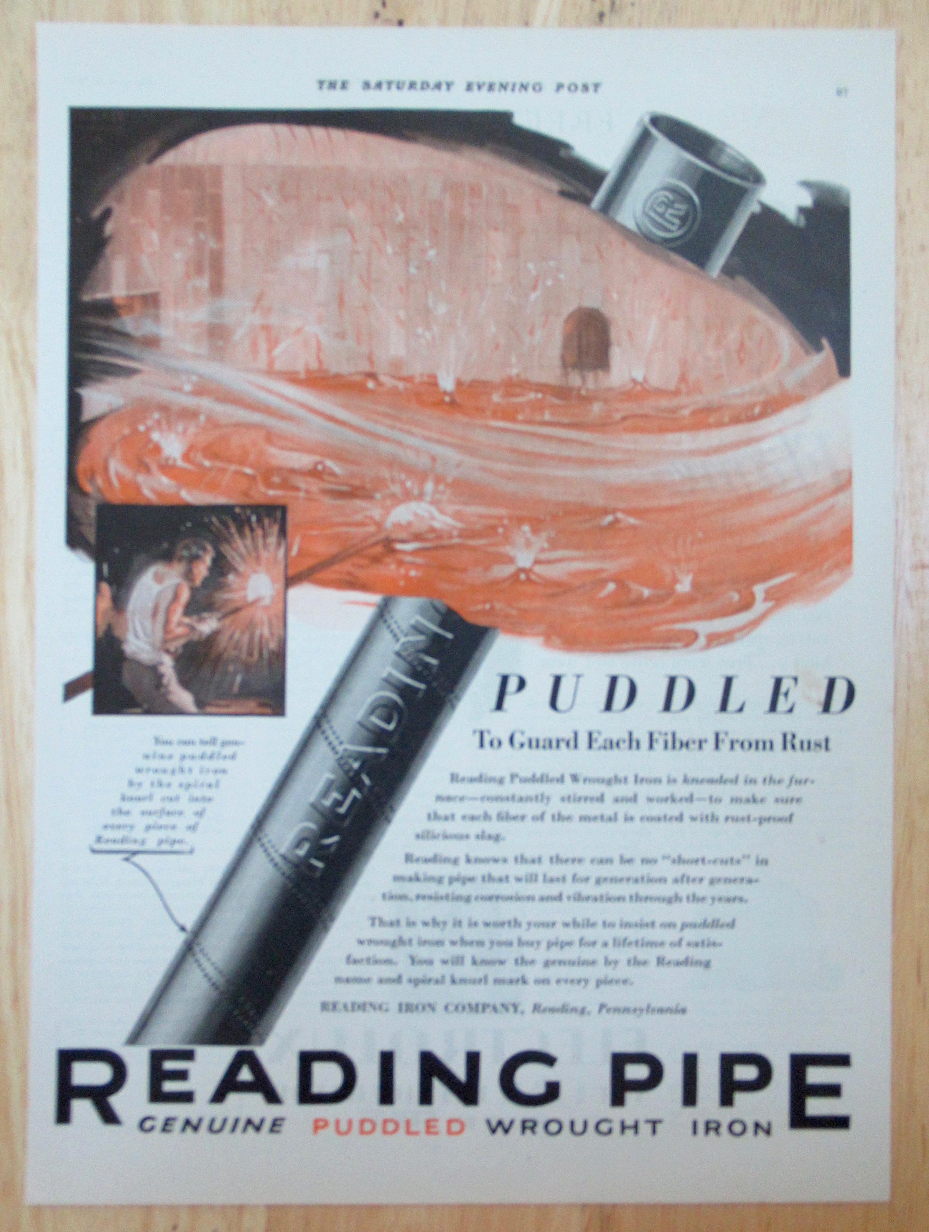 1929 Reading Pipe with Puddled Wrought Iron Pipe
