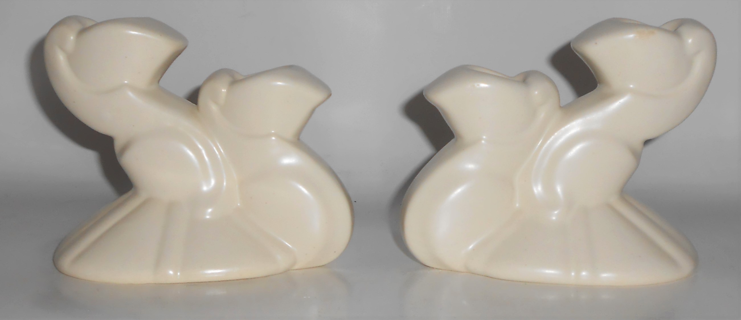 Bauer Pottery Cal-Art Ray Murray Pair Satin White Candl