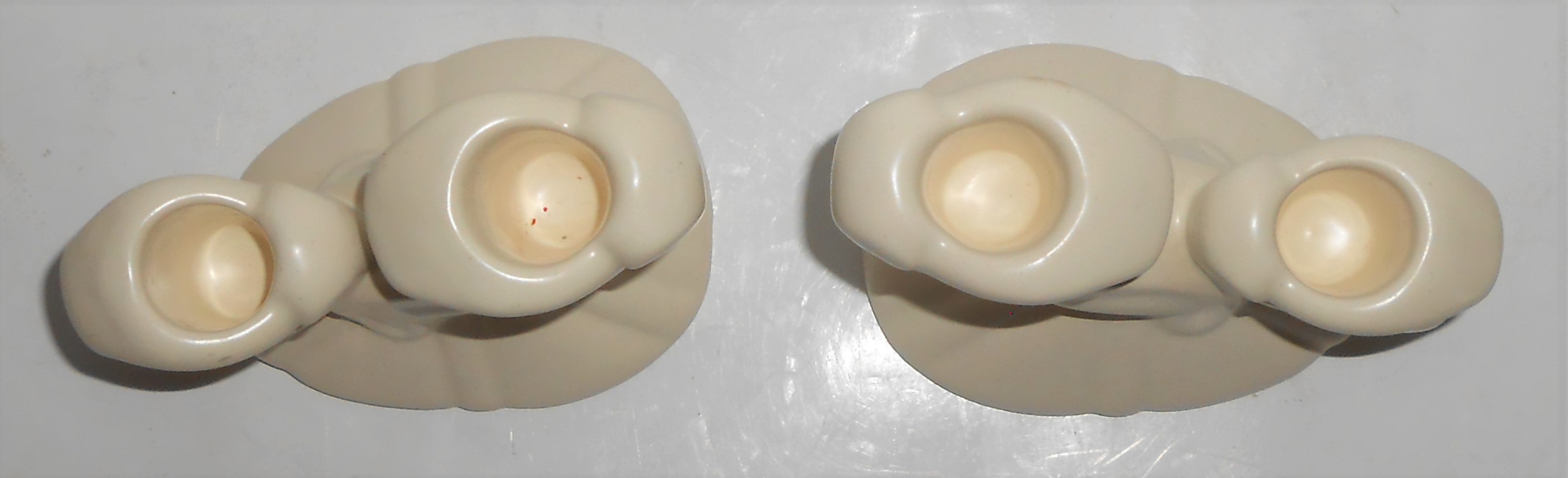 Bauer Pottery Cal-Art Ray Murray Pair Satin White Candl