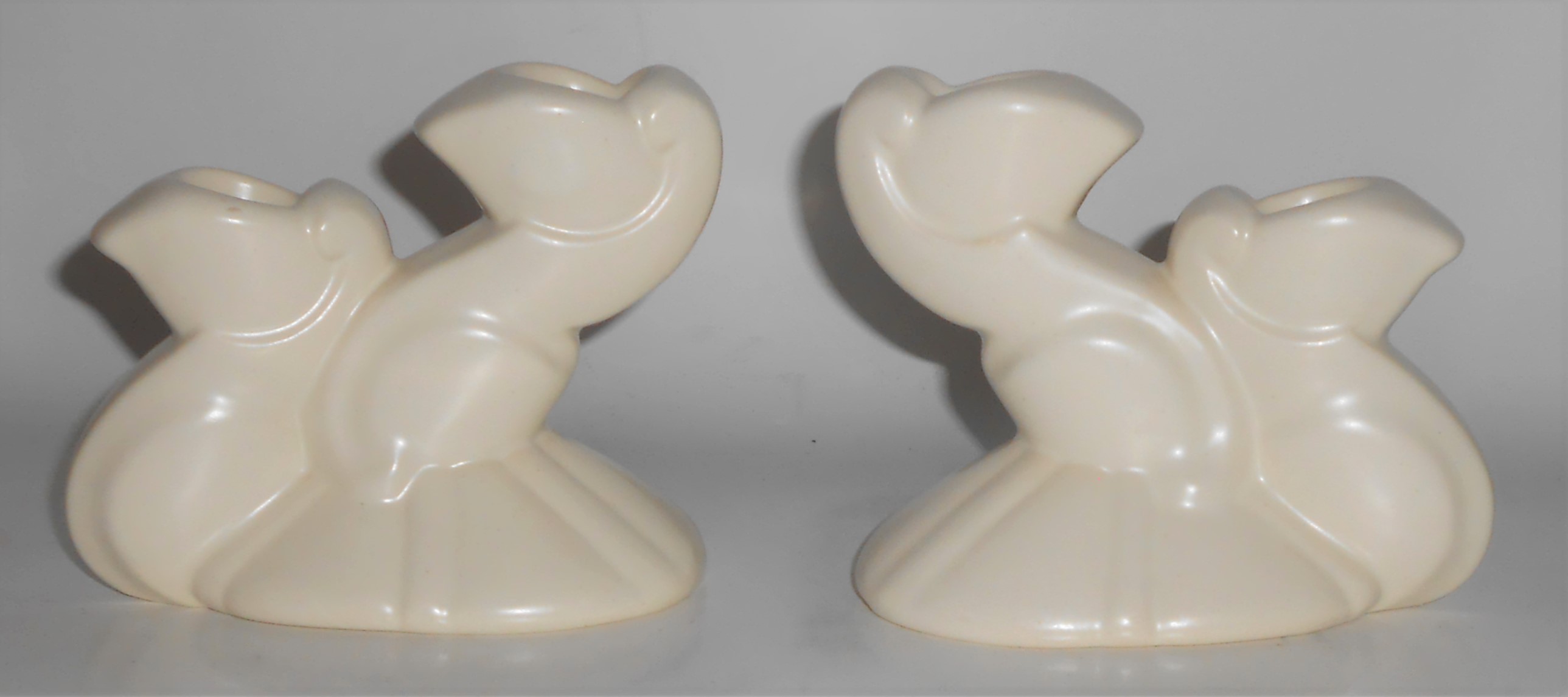 Bauer Pottery Cal-Art Ray Murray Pair Satin White Candl