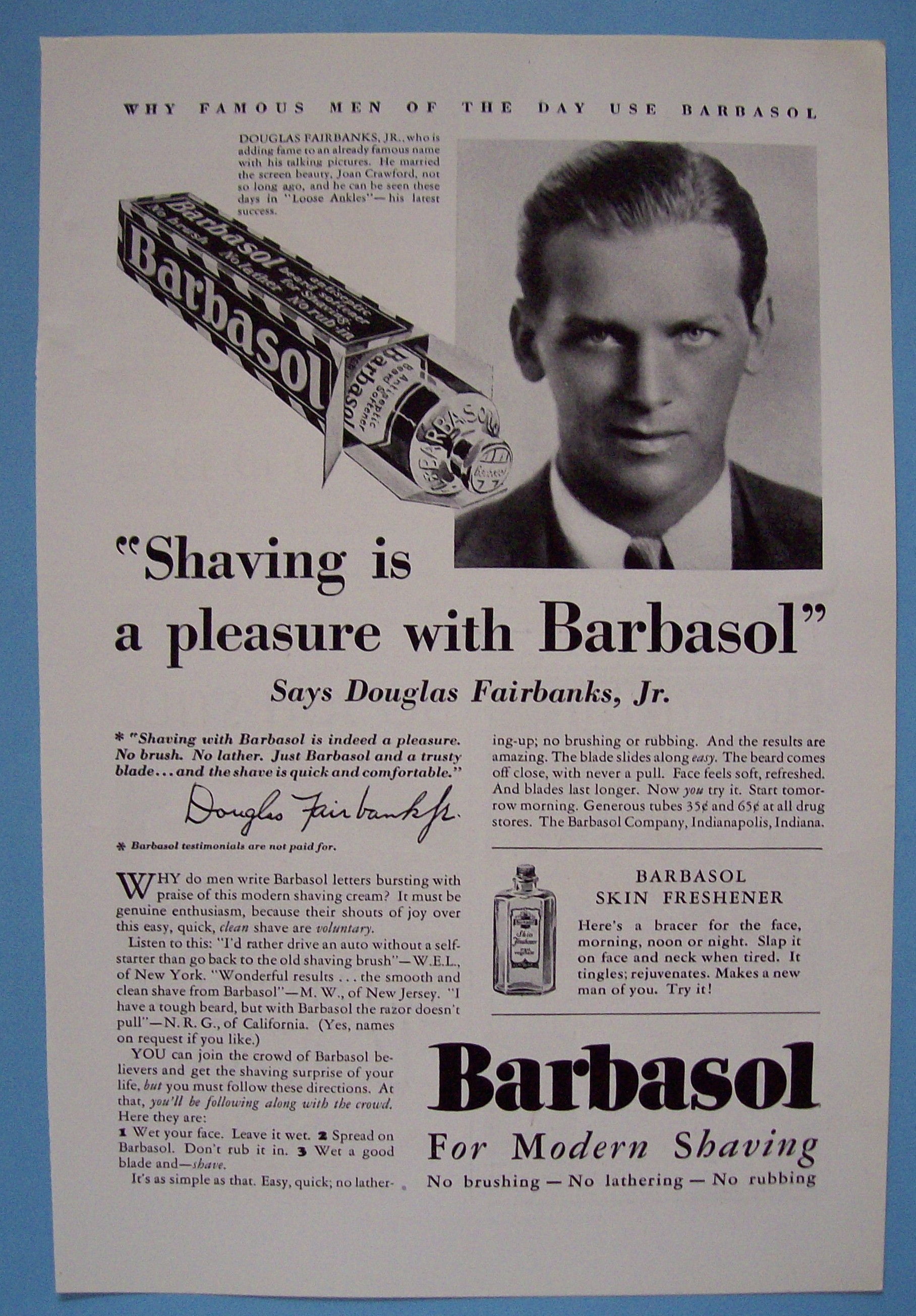 1930 Barbasol Shaving with Douglas Fairbanks Jr.