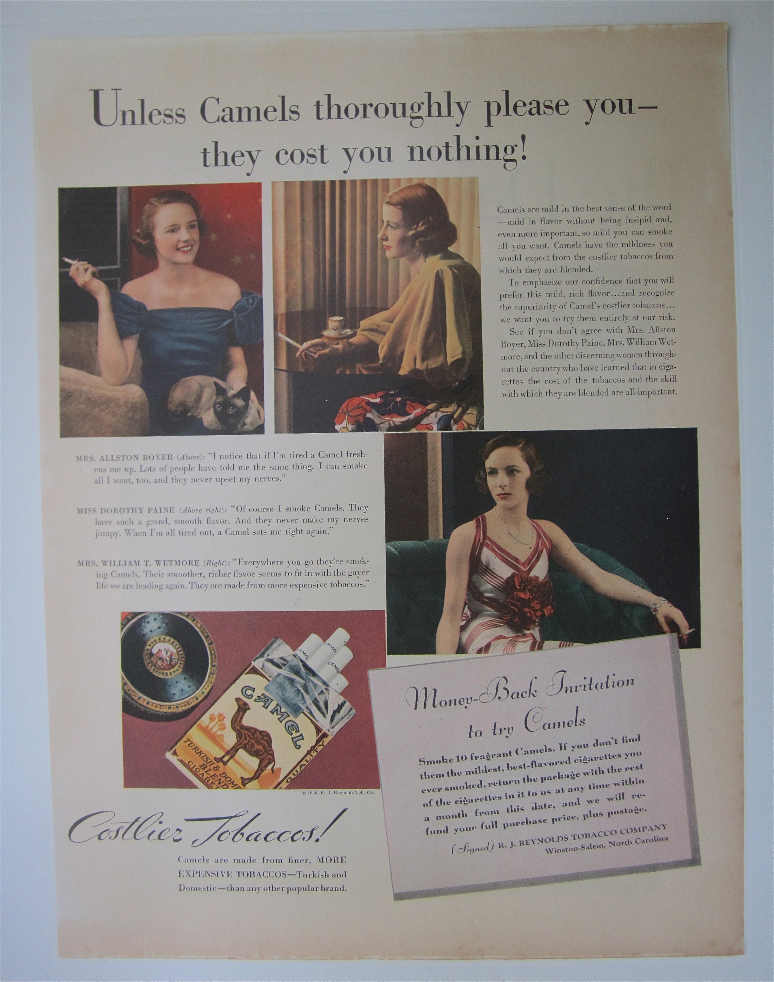 1936 Camel Cigarettes with Women Smoking