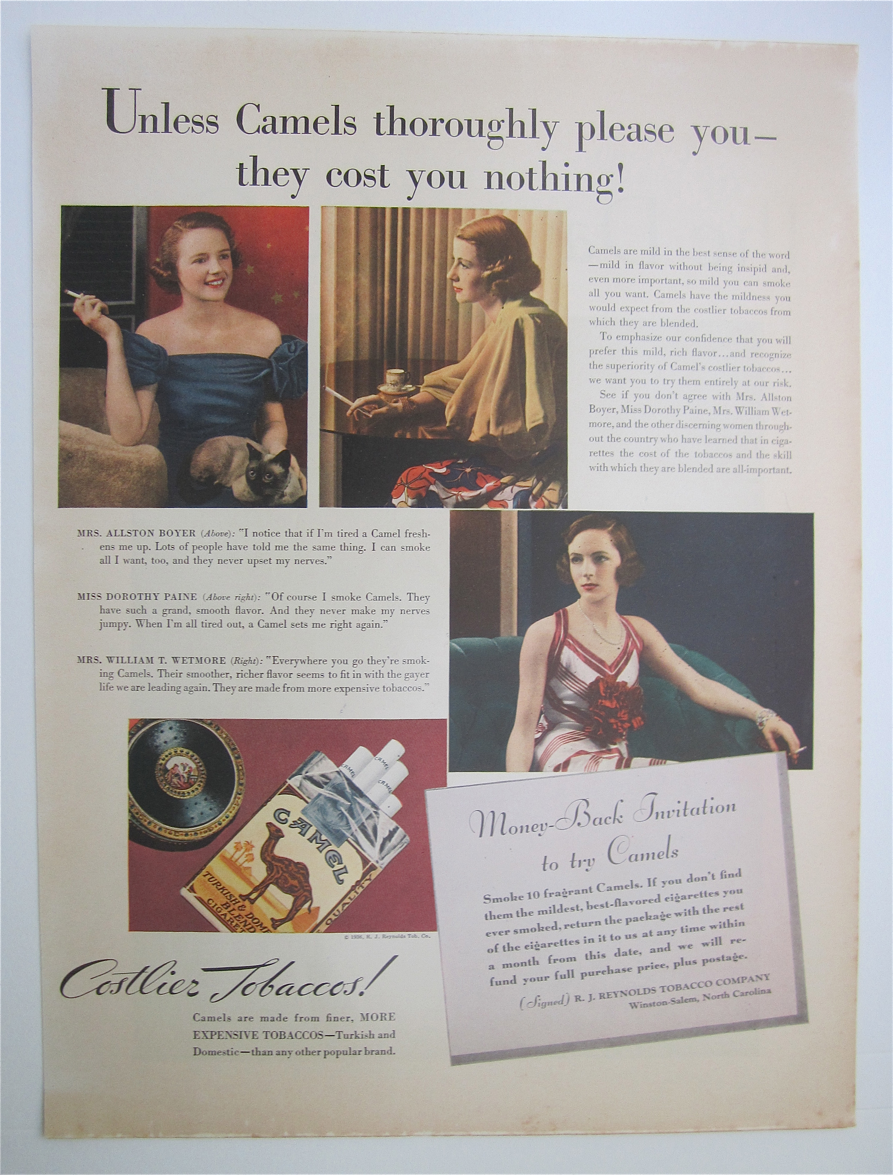 1936 Camel Cigarettes with Women Smoking