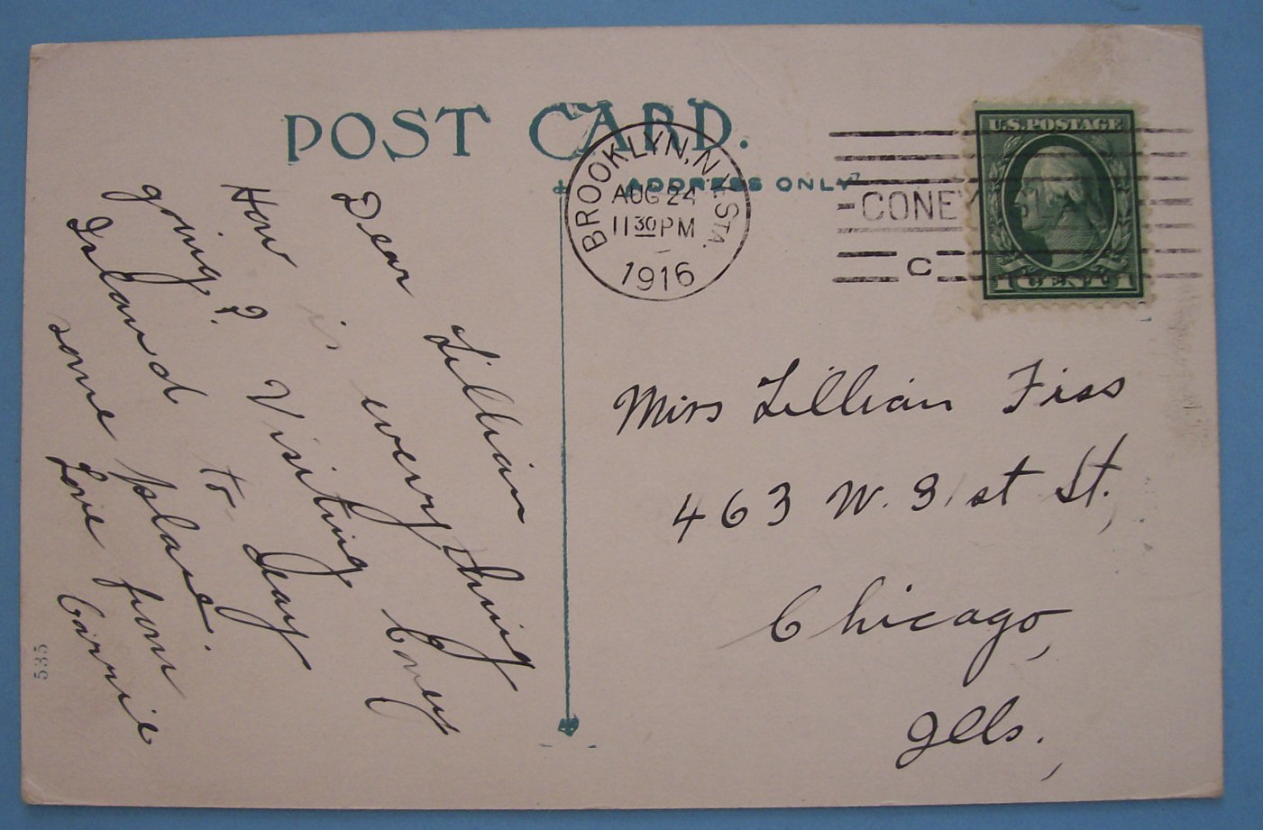 1916 Coney Island Night Scene Postcard