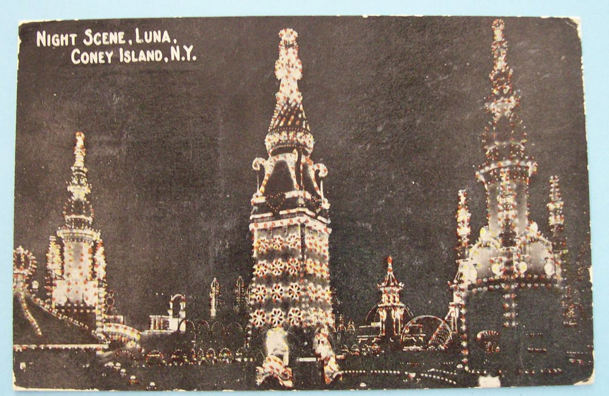1916 Coney Island Night Scene Postcard