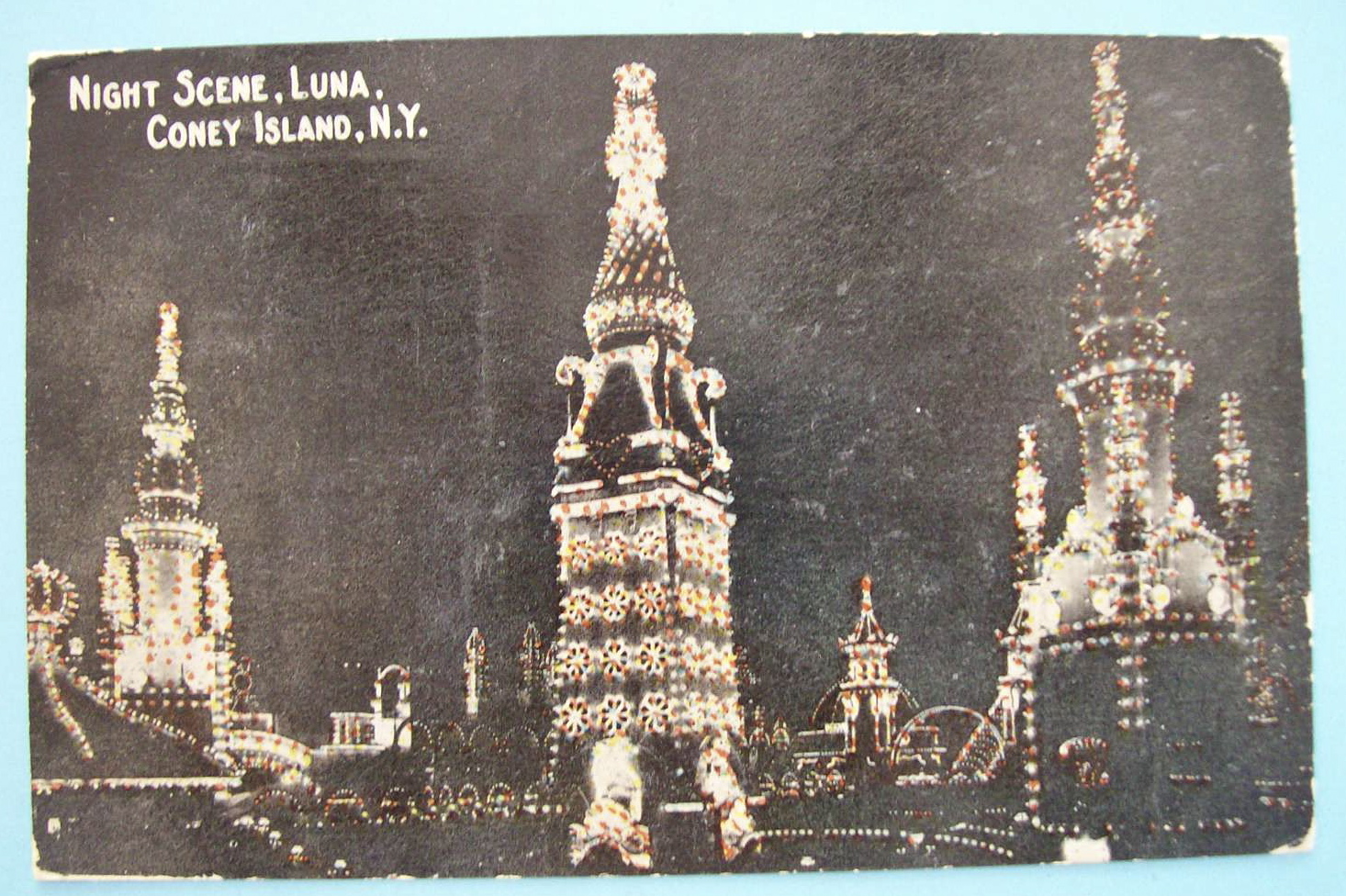 1916 Coney Island Night Scene Postcard